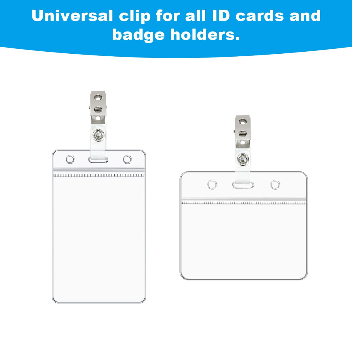 120 Pcs Metal ID Badge Clips with Clear PVC Straps,Heavy Duty Name Badge Holders with Clip,Badge Clip for Student Employee ID Badges (120)