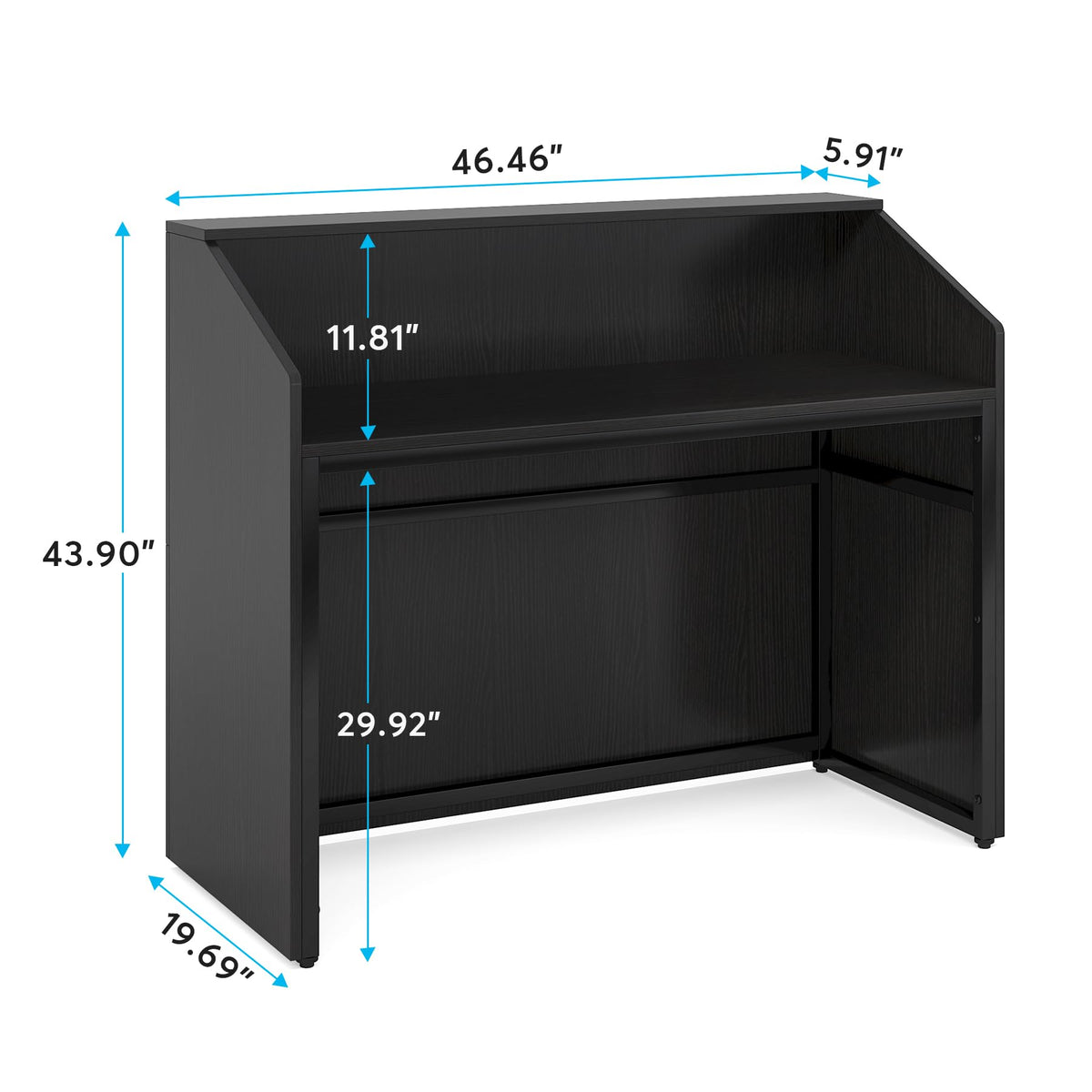 Tribesigns Reception Desk with Counter, Modern Front Desk Reception Room Table with Cable Grommet, 47 inch Retail Counter for Checkout, Lobby, Beauty Salon, Home Office Desk, Black