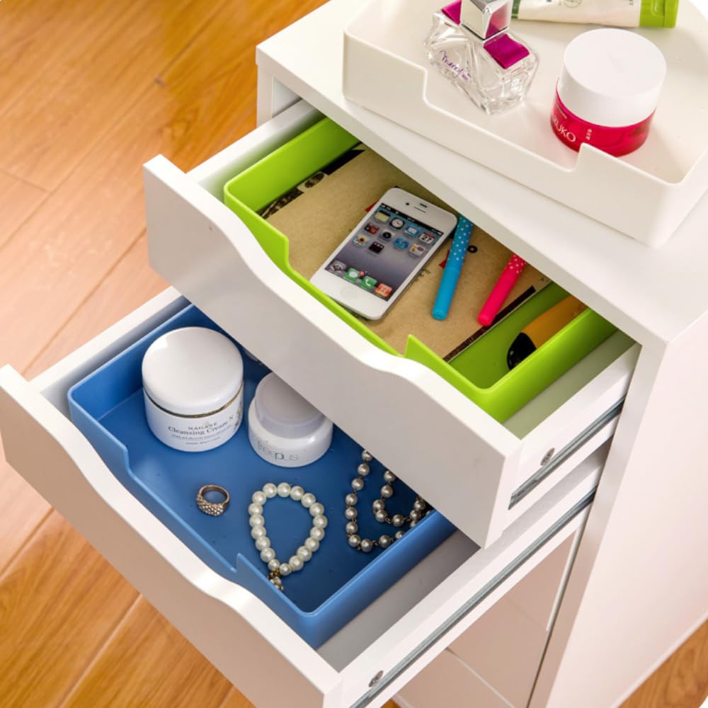 RHONZHAO Letter-Size Tray, Desk Drawer Organizer, A4 Plastic Paper Tray for Office, School, Home Storage, and Storage Containers for Gift Wrap, and Crafts (Green)