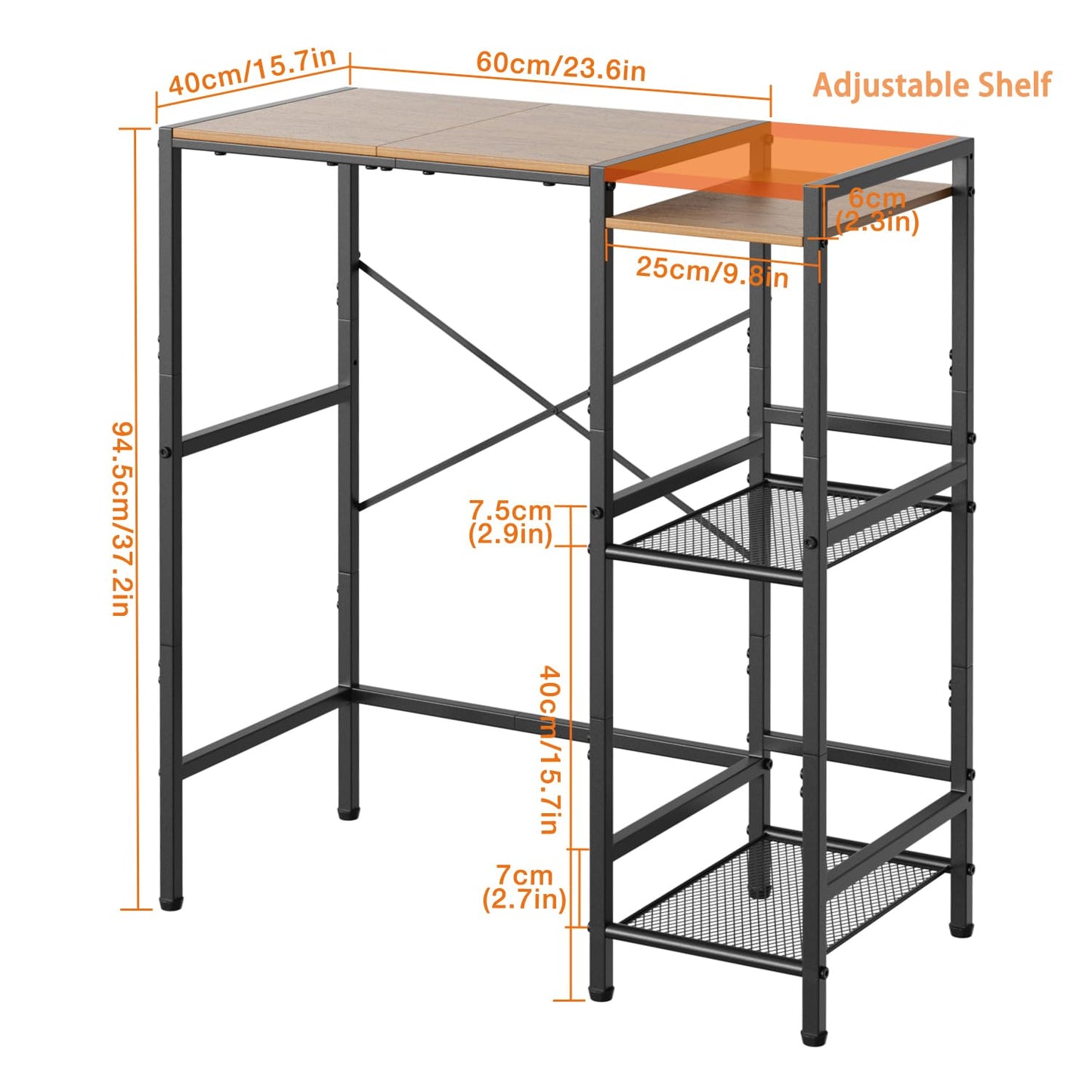 Mini Fridge Stand with Storage Shelves, Upgraded 3-Tier Mini Fridge Cabinet Stand Baker Rack for Microwave Coffee Maker Heavy Duty Metal Wood Desk For Dorm,Kitchen, Apartment, 33.4Wx15.7Dx37.2H, Brown