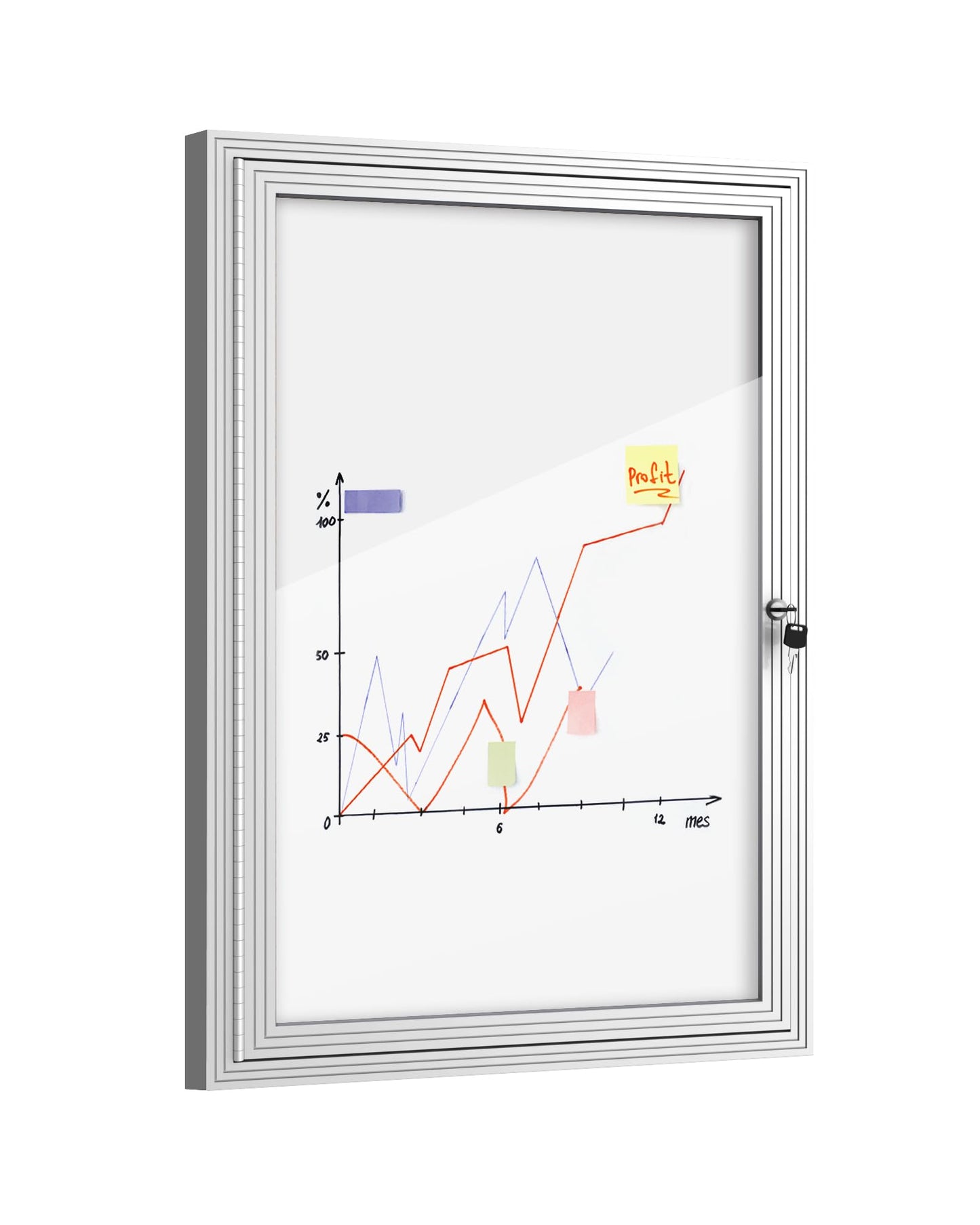 Mifuro 36"x24" Enclosed Bulletin Board, Outdoor Lockable Weather-Resistant Aluminum Noticeboard for School & Office, Silver Frame w/Magnetic Board