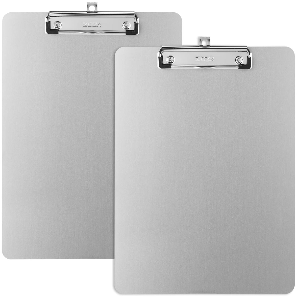 ZCZN Metal Clipboards, 2 Pack Heavy Duty Aluminum Clipboards 12 x 9 Inches, A4 Letter Sizer Document Holder with Low Profile Clip, Suitable for School, Office, Jobsite or Medical Staff, Silver