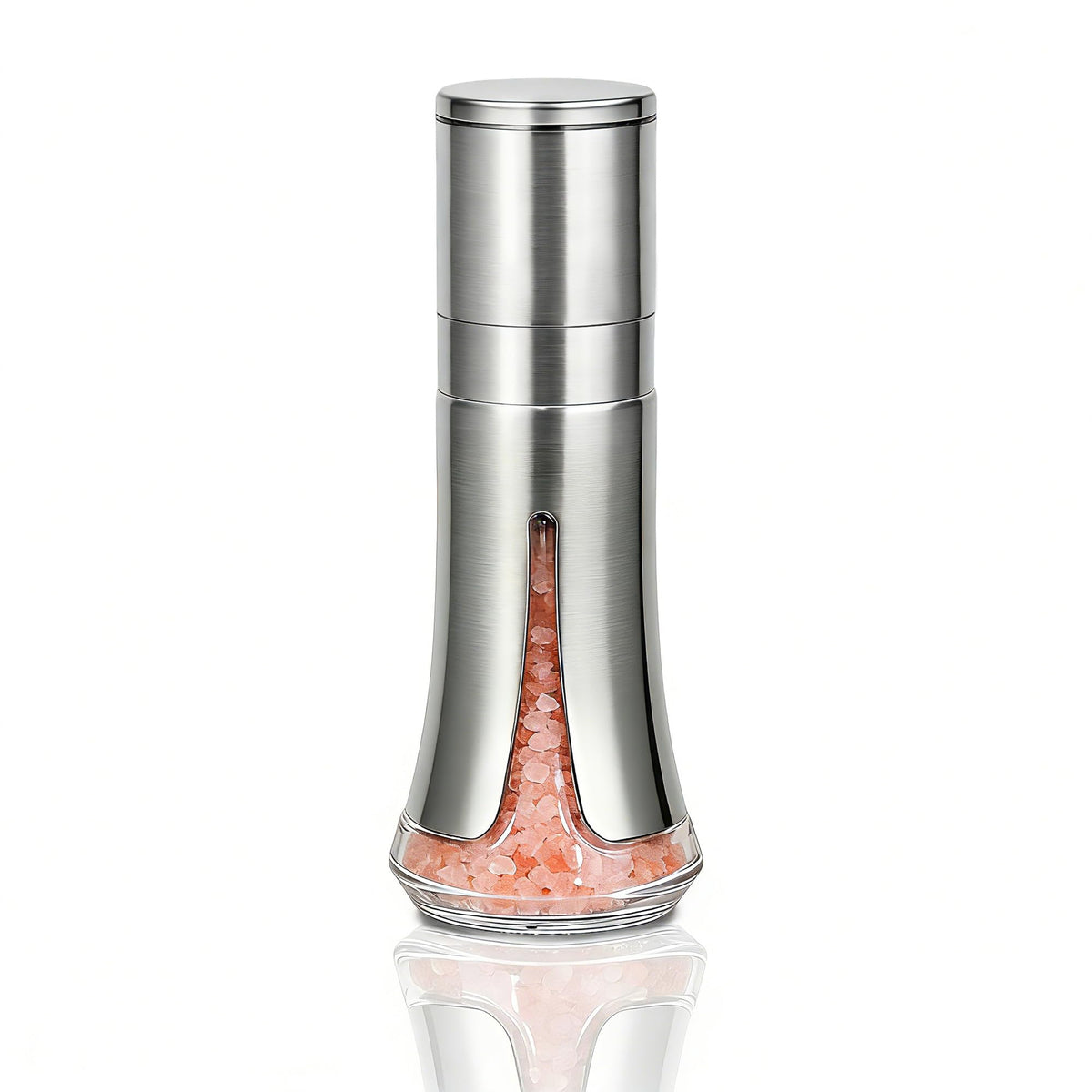 Aelga Salt Grinder with Silicone Funnel - 4oz Glass Manual Mills with Adjustable Ceramic Core & Stainless Steel Sleeve, Refillable Kitchen Gadget