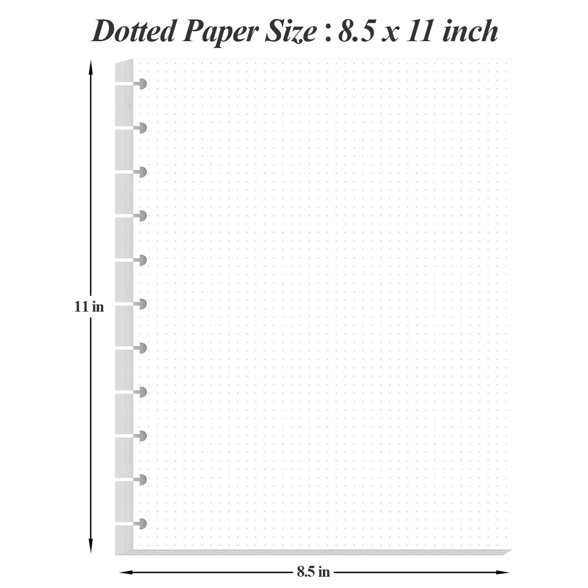 (3-Pack) A4 TUL Discbound Dotted Refills, 11-Disc Dot Grid Filler Paper, 300Sheets / 600Pages Loose-Leaf Paper, 100gsm White Paper, 8.5'' x 11''