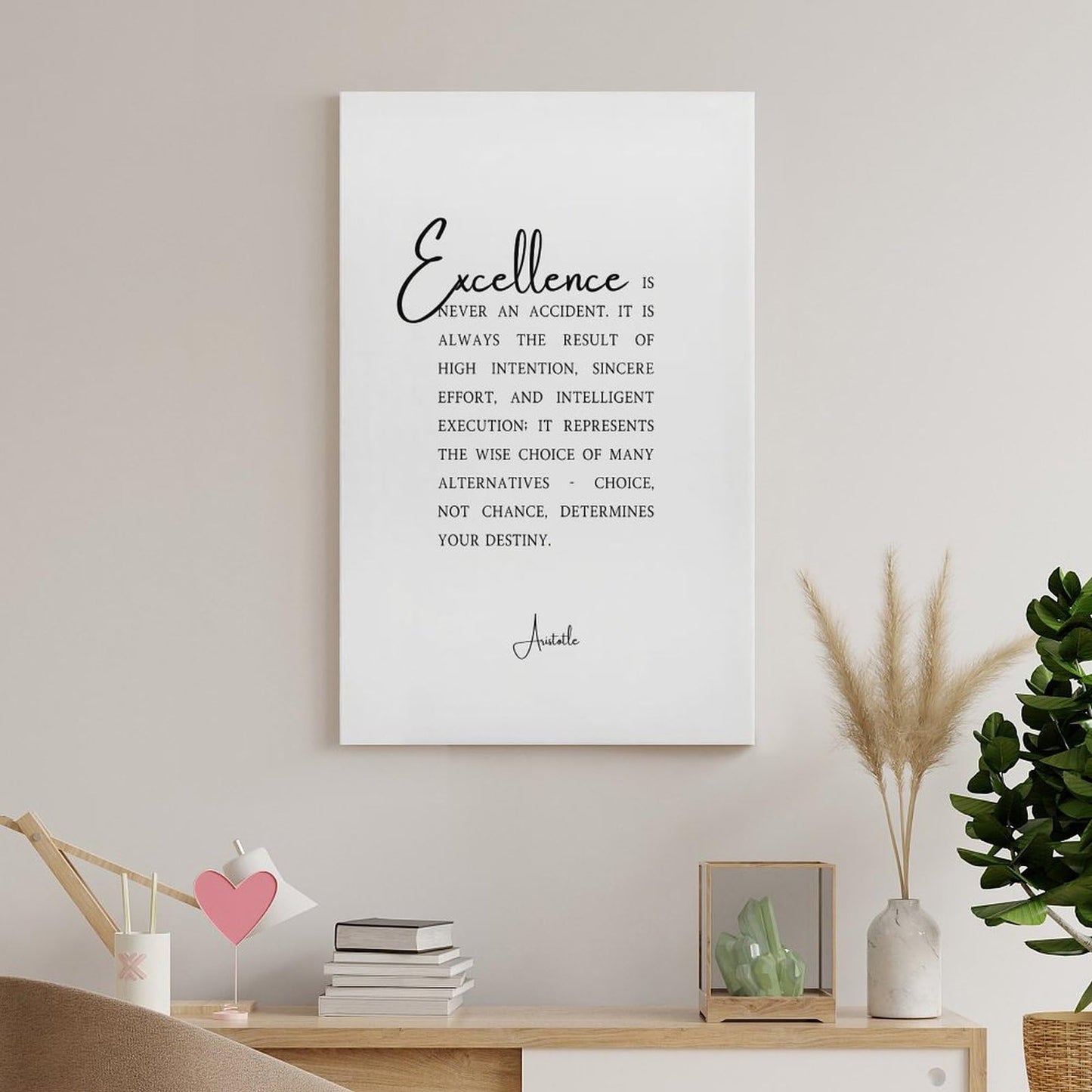 Aristotle Excellence Quote Print Typography Canvas Printing Wall Art Prints Wall Decor Posters Scandinavian Bohemian for Living Room Bedroom Home Office Study Gift 16x24inch(40x60cm)