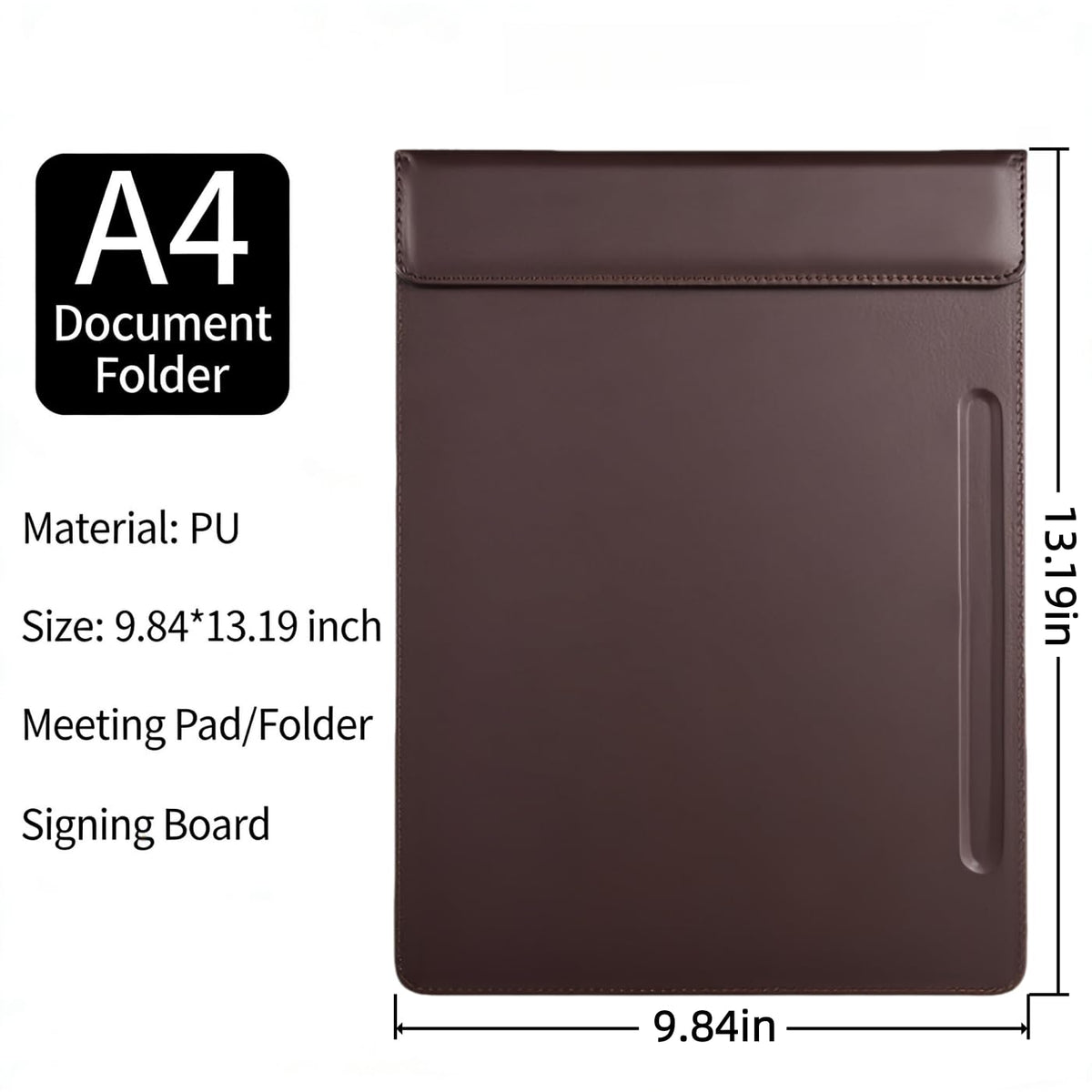 A4 PU Leather Clipboard, 2-Pack with Magnetic Clip, Pen Holder & Ultra-Smooth Surface | Professional Writing Board for Office Meetings, Restaurant Menu, Hotel Service (Brown)