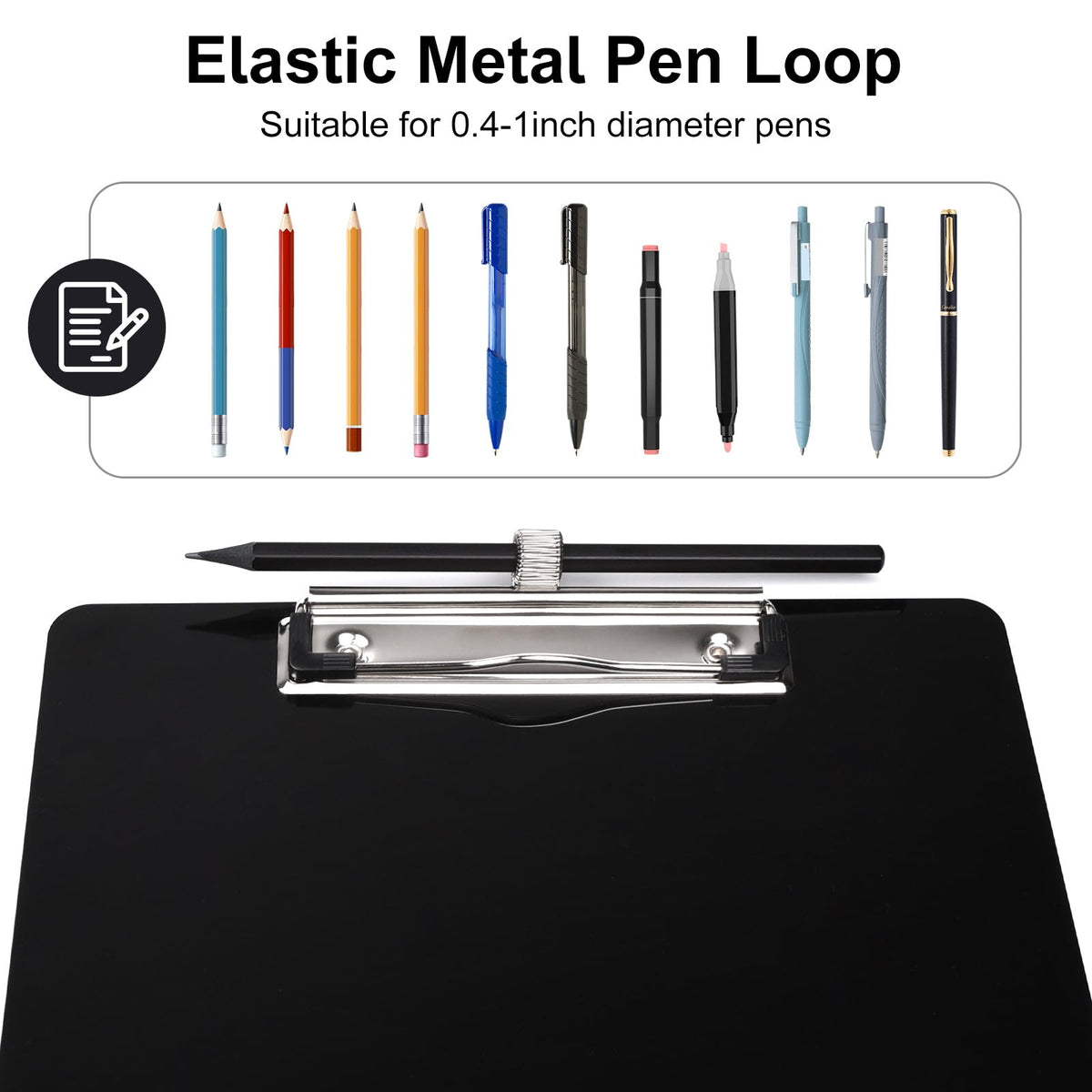 Zoenley Legal Size Clipboard with Pen Holder, Black 8.5 x 14 Plastic Clip Board for Lawyer, Nurse, Business, Size 9 x 15, with Low Profile Clip, Office & School Supplies（2Pack）