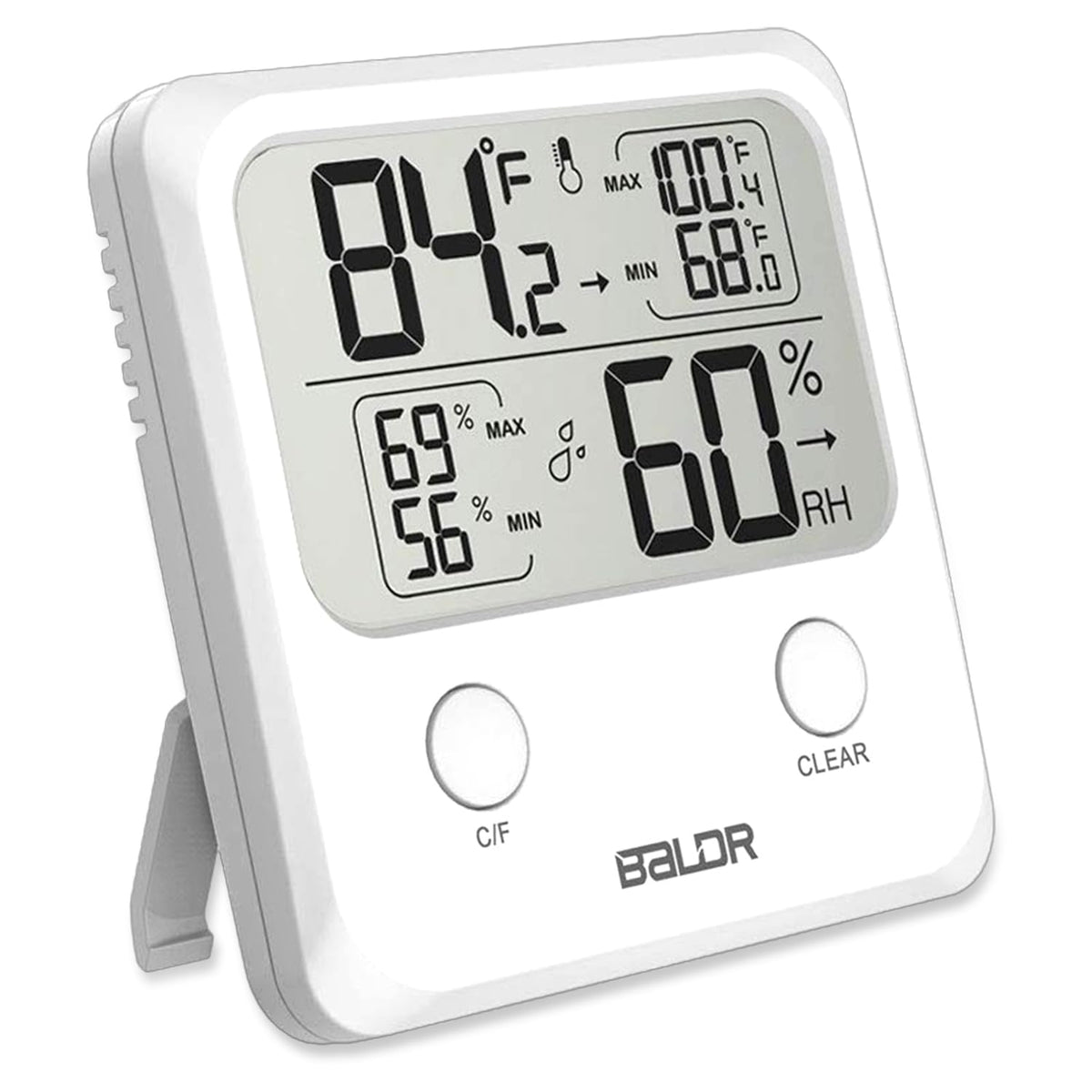 BALDR Digital Humidity Sensor & Thermometer - Indoor Room Monitor, Wireless Temperature & Humidity Gauge