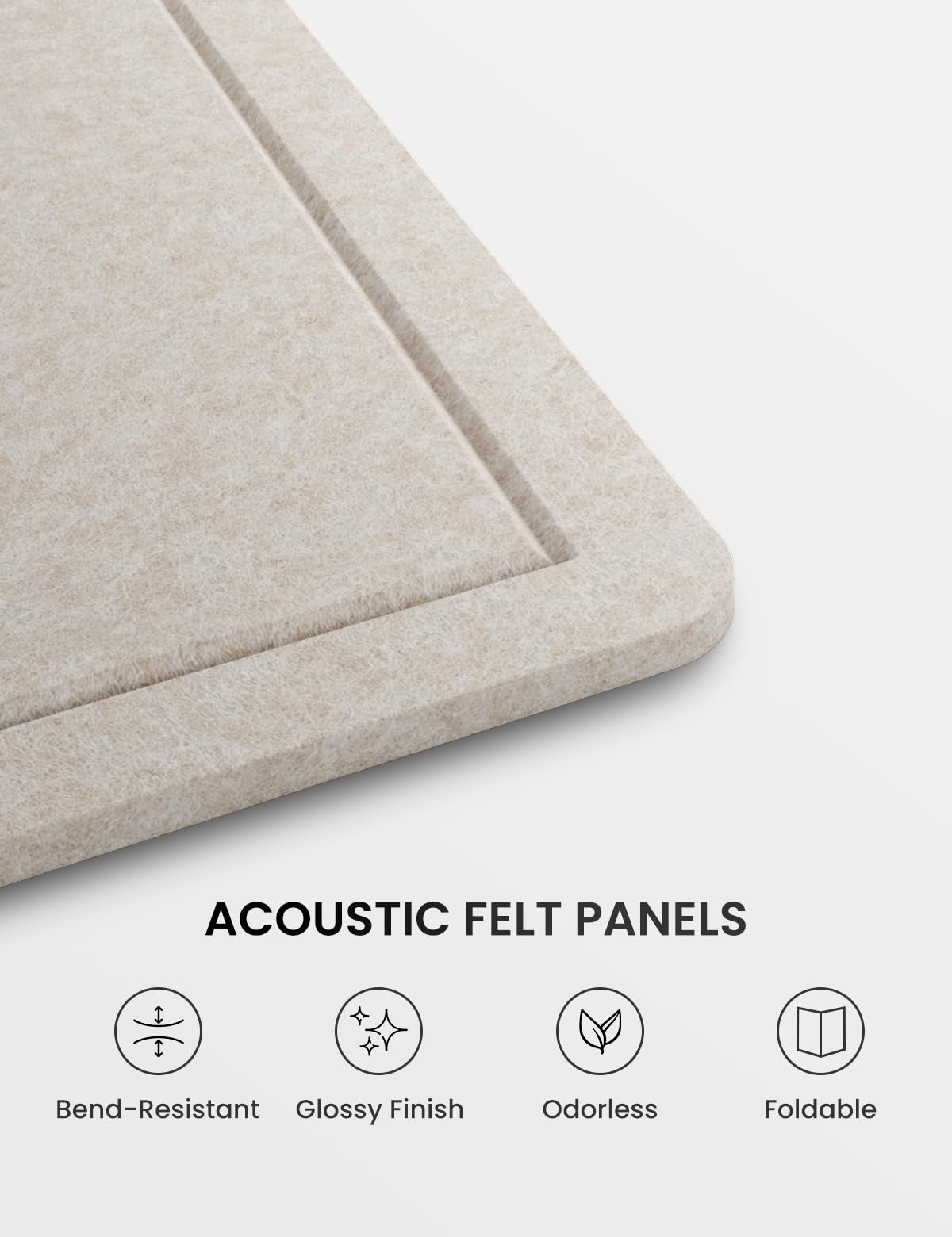 Fluxynara Large Bulletin Board, 70.8" x 47.2" Cork Board Alternative with 48 Safe Removable Adhesive Tabs, Foldable Felt Pin Board for Home Office, Classroom, Bedroom,Entryway for Walls—Oatmeal