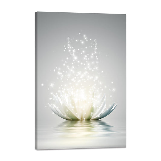 Lotus Floral Canvas Prints Art for Zen Office Decor Wall Art Meditation Pictures Modern Artwork Painting Framed Ready to Hang(16x24inch)