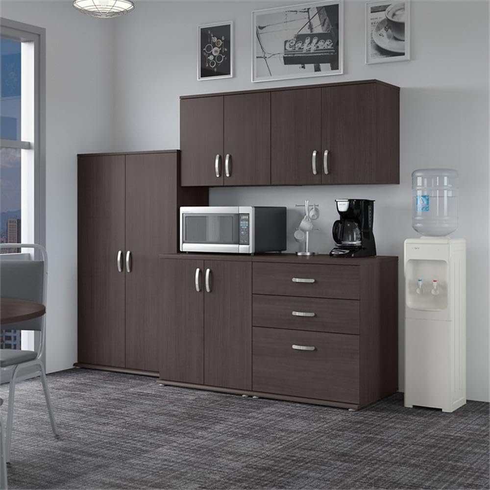 Bush Business Furniture Universal 92W 5 Piece Modular Storage Set with Floor and Wall Cabinets in Storm Gray