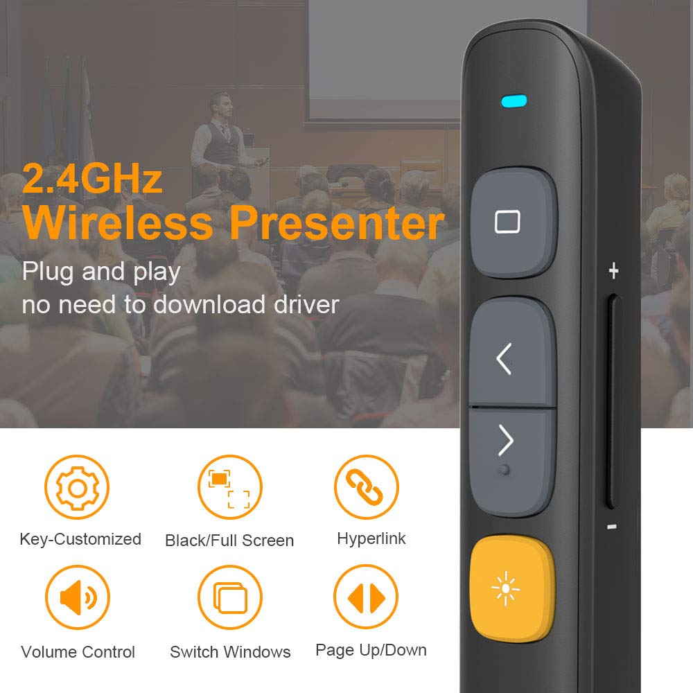 Presentation Clicker, Clicker for PowerPoint Presentations, PowerPoint Clicker with Pointer for Presentations, Pointer Clicker Presentation Remote (Black)
