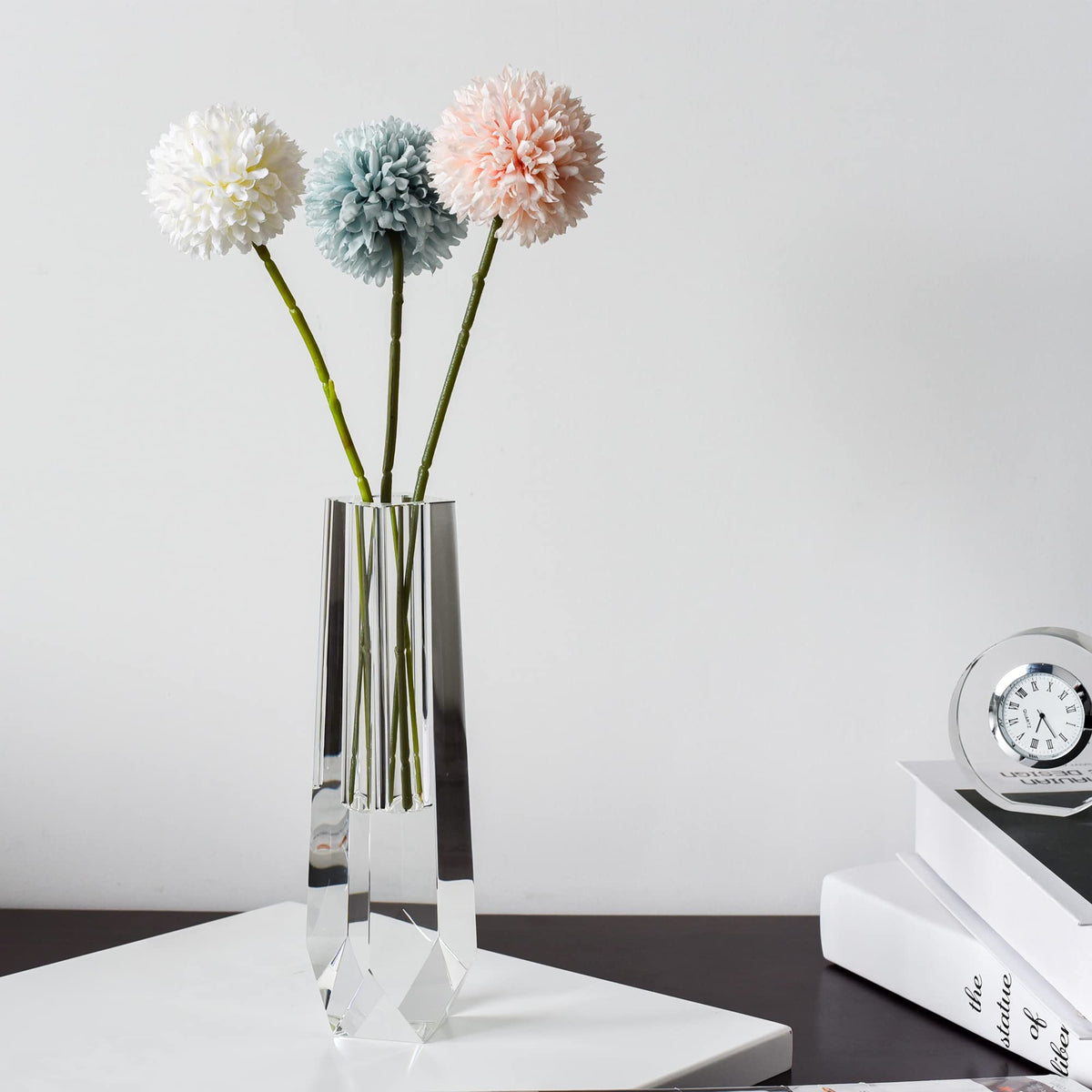 kitCom Series Crystal Vase, Flower Vase, Suitable for Home Decor, Wedding or Gift - 8.3 Inch Luxury Crystal Flower Vase