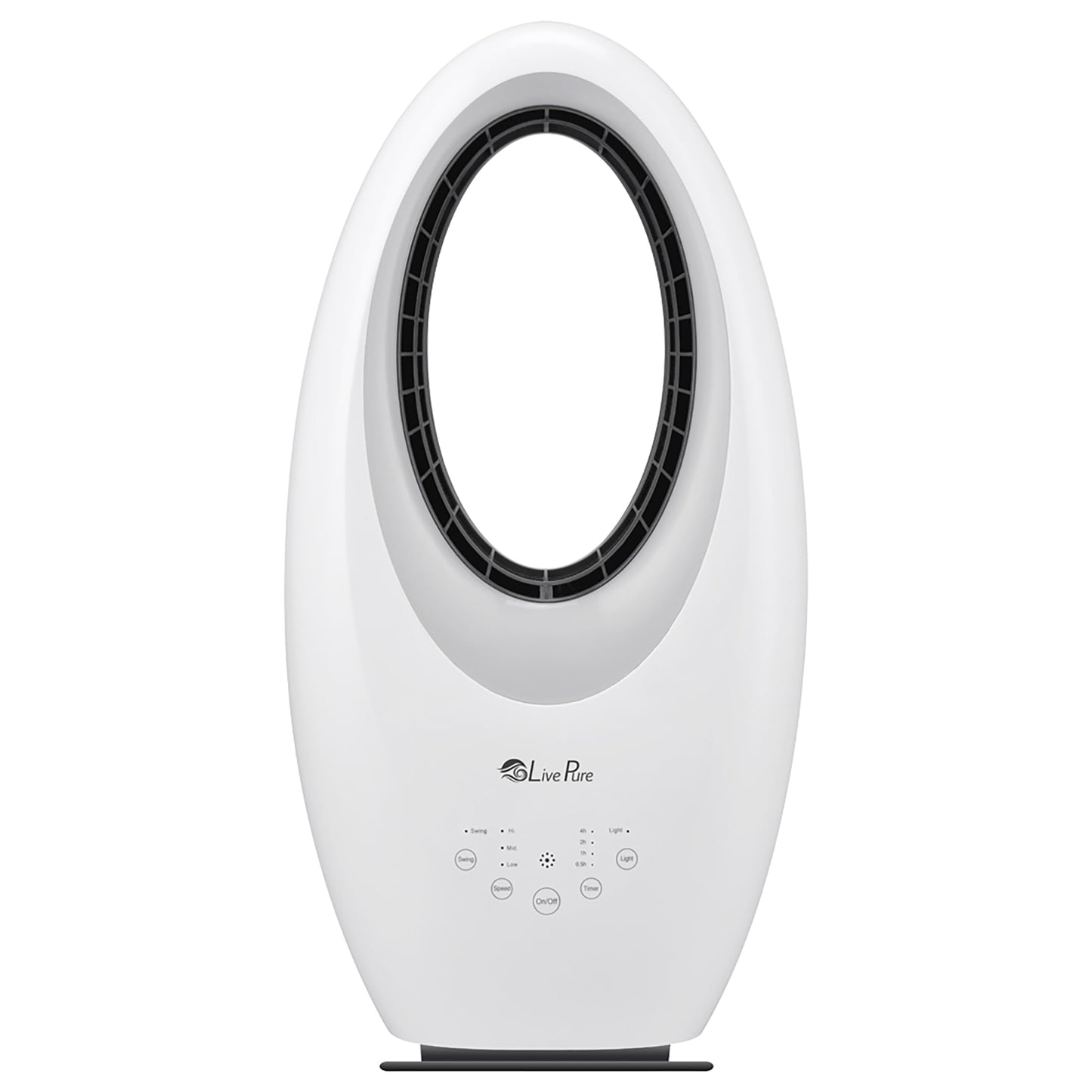 LivePure Bladeless Oscillating Fan w/Filter and Aroma Tray. 3-Speed Adjustment, Touch Control, Quiet Cooling, Stand Up Fan for Bedroom, Office, Kitchen, White