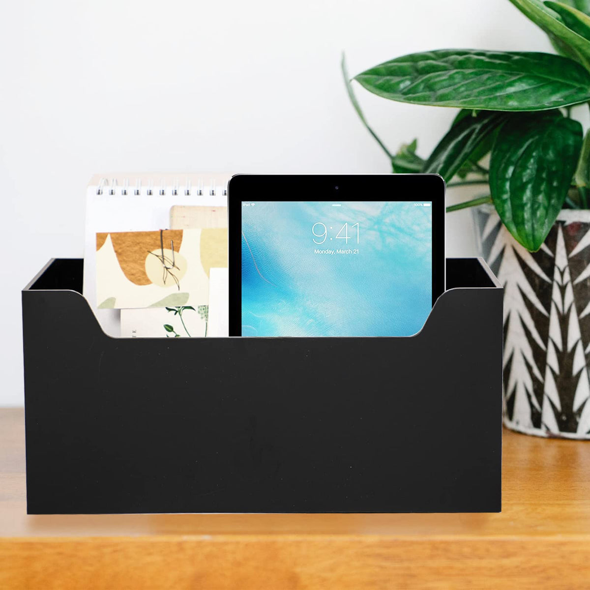 Kamehame Mail Organizer Black Mail Holder Countertop Acrylic Letter Holder Box Vertical Bill Envelope Sorter Basket for Desk Mail Storage Organizer Mailbox for Desktop Office Counter