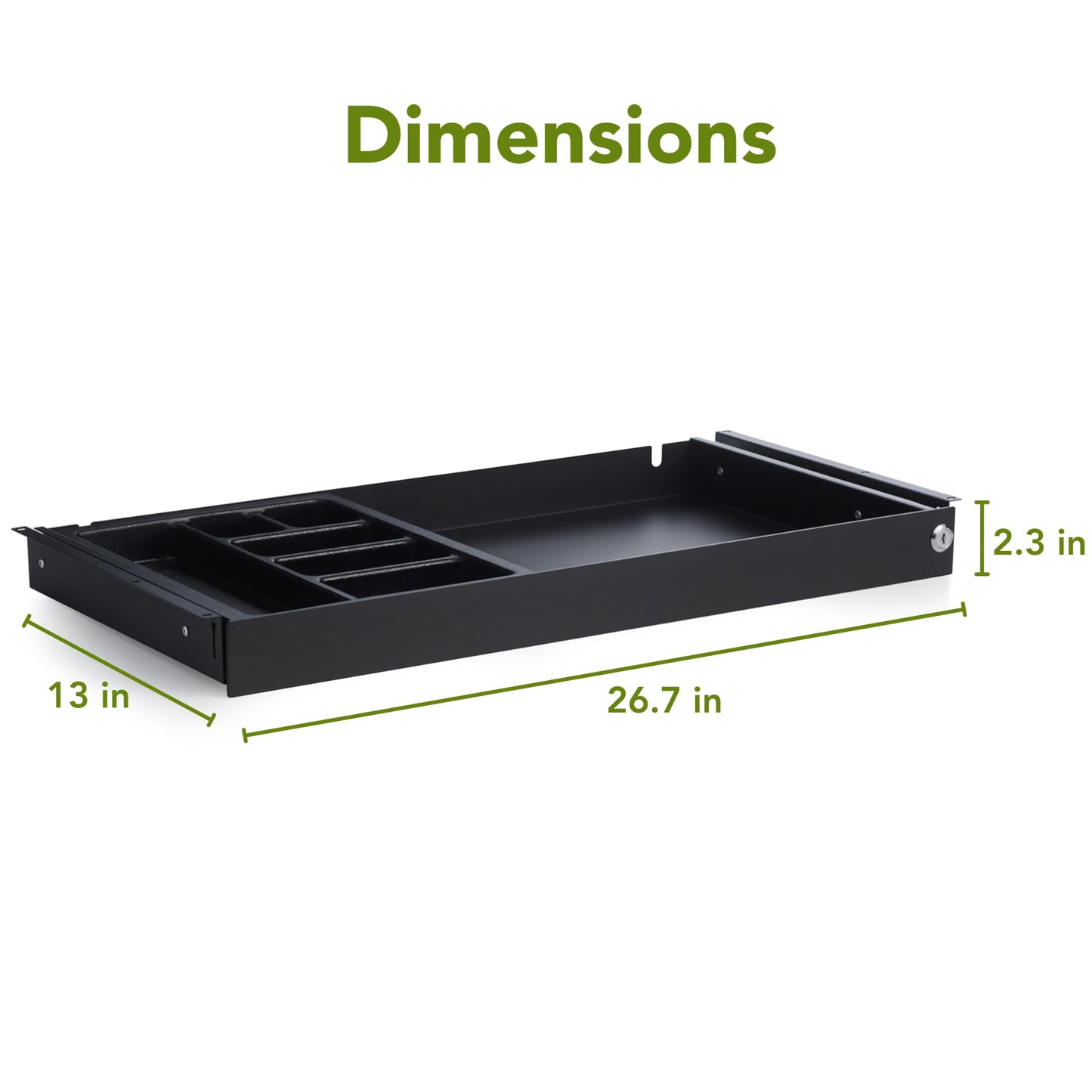 PERFECT POSTURE Max Under Desk Storage Drawer – Large Desk Drawer with Lock for Regular & Sit-Stand Standing Desks, Black (26.7” x 13”)