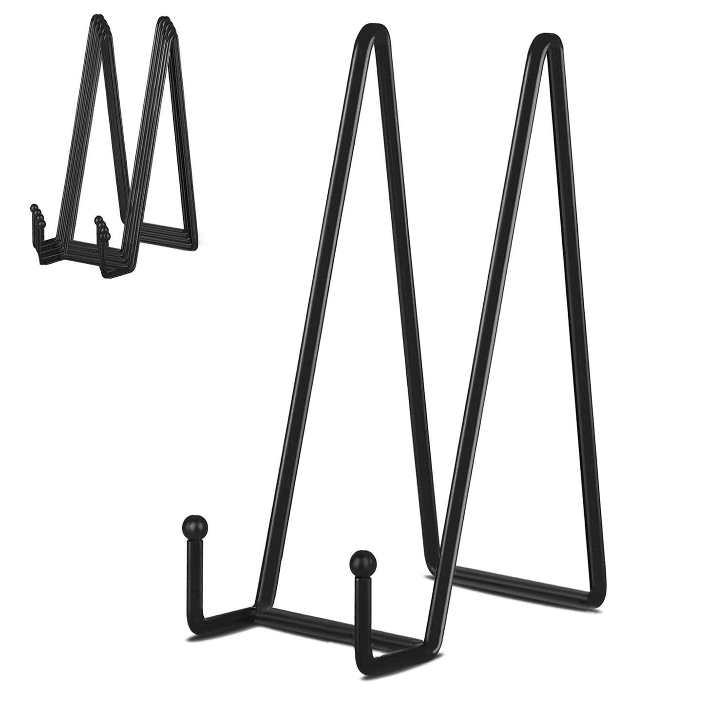 IBosins 5 Pack 10 Inch Plate Holder Display Stands, Large Metal Black Frame Stand for Picture, Book, Photo Easel, Creation, Collectibles