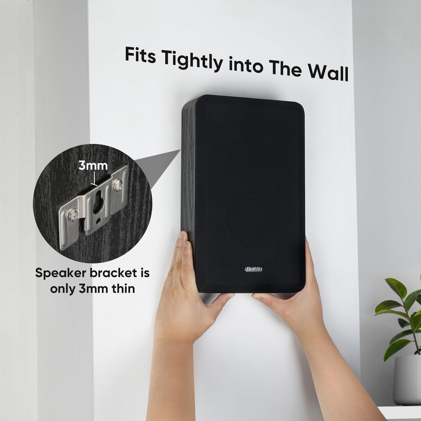 Saiyin On-Wall Speakers (Pair),Flexible Install Wall-Mountable Surround Speaker,4 Ohms,3.5-Inch Woofer with Horn Tweeter,2-Way Passive Speakers for Home Theater, Living Room,Office