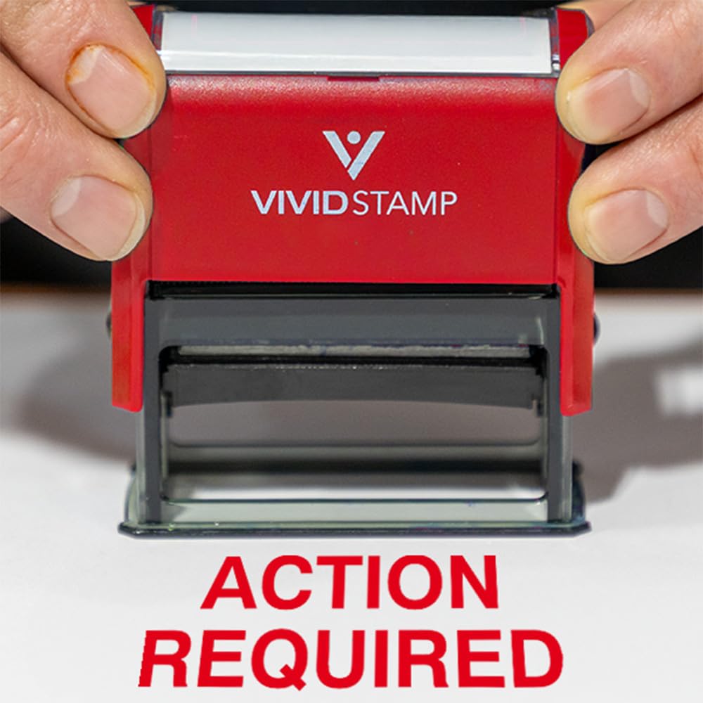 Action Required Office Self Inking Rubber Stamp (Red Ink) - Large