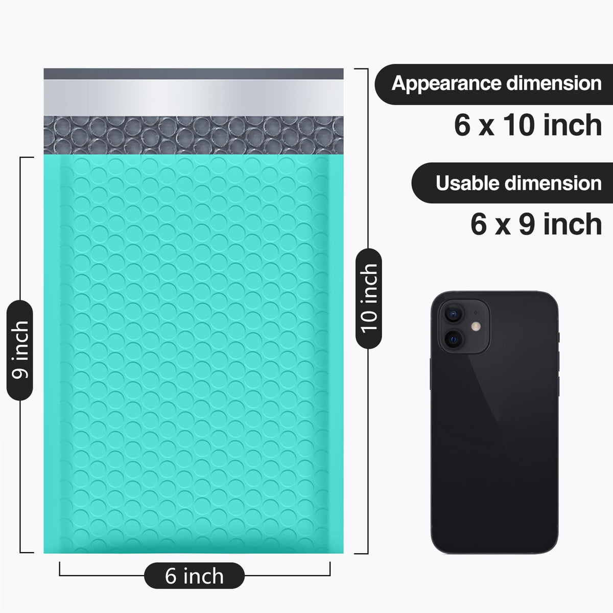 UCGOU Bubble Mailers 6x10 Inch Teal 25 Pack Usable Size 6x9" Padded Envelopes Small Business Mailing Packages Opaque Self Seal Adhesive Waterproof Boutique Shipping Bag for Jewelry Makeup Supplies #0