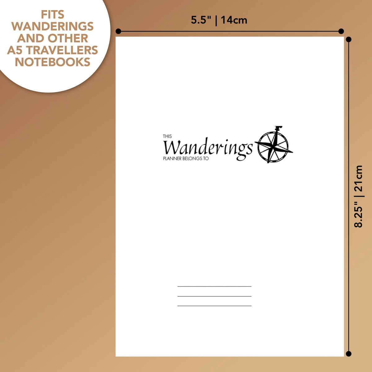Wanderings A5 Traveler's Notebook Calendar Refill Inserts - 5.8''x 8.4'' (14.2cm x 21 cm) - January 2027 - December 2027 - A5 Calendar Planner Refills For Leather Travel Journals, Diaries and Planners