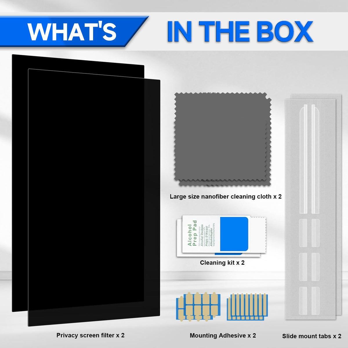 [2-Pack] Privacy Screen For Computer Monitor, 27-Inch 16:9 Aspect Ratio; Anti Spy/Bule Light/Glare And Eye Protection, 2 Install Ways Removable For Office, Airport, Cafe And Other Public Area; Diagonal 27 Inches, Width 23.53 Inches, Height 13.24 Inches
