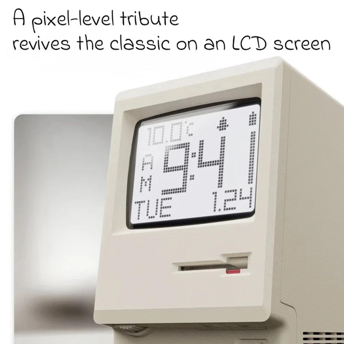 RayCue Maclock WB-8 Retro Pixel Alarm Clock - 1984 Computer-Inspired USB Desk Clock with Pixel Display, Multiple Alarms & Adjustable Brightness | Maclock Calendar, Temperature, Unique Retro Tech Gift