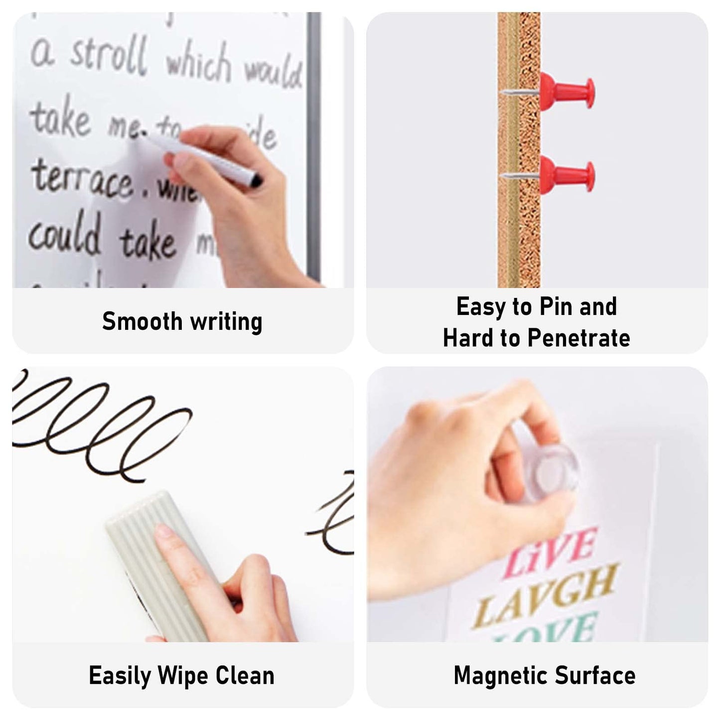 Comix Cork Board Magnetic Dry Erase Board Combo, 24 x 18 Inches Whiteboard and Bulletin Board Combination, Aluminum Frame Vision Board with 4 Dry Erase Markers, 4 Magnets, Eraser, Push Pins