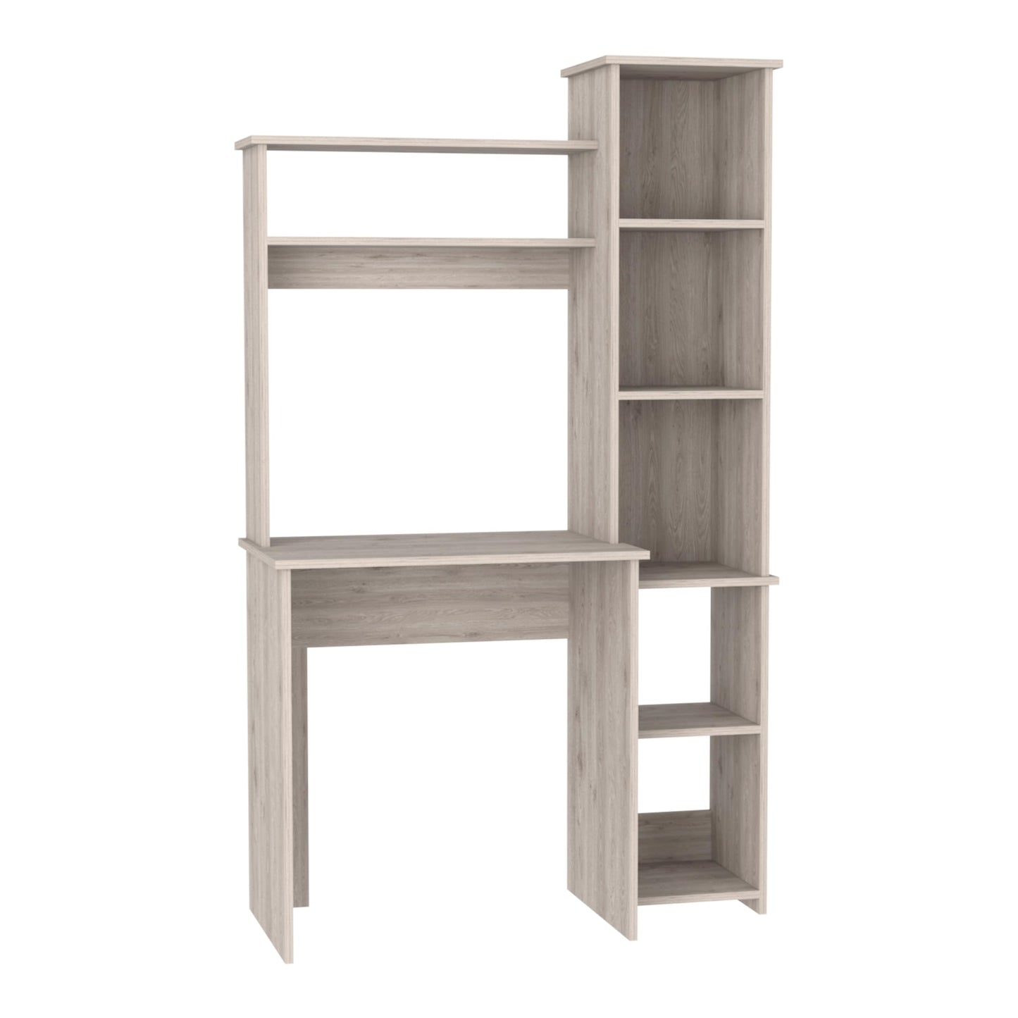 Tuhome Versalles Writing Desk with Two Superior Shelves, Five Side Open Storage Compartments, Space-Saving Modern Workstation Design for Studios and Offices, Ideal for Organization