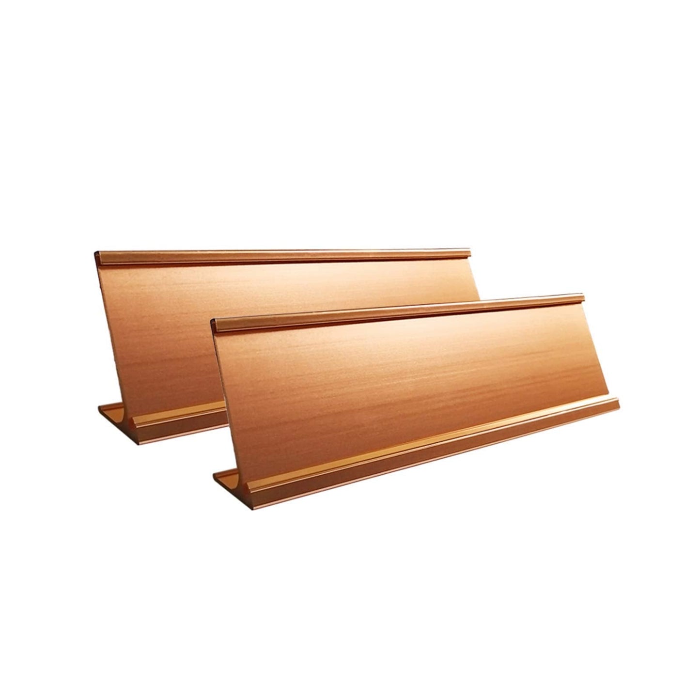 2" x 8" Aluminum Desk Name Plate Holder, Office Business Desk Sign Holder Desktop 2 Pack (Rose Gold)