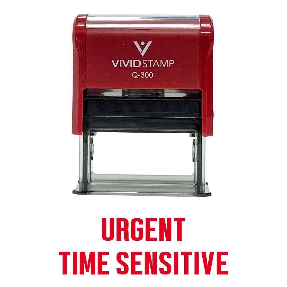 Urgent TIME Sensitive Self Inking Rubber Stamp (Red Ink) - Large 2 Pack