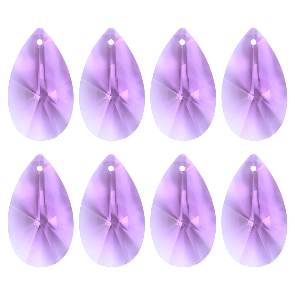 M METERXITY 8-Pack Crystal Pear Shaped Prisms, 38mm/1.5 Inch Chandelier Pendant Maker Hanging Crystals Chandelier Prisms for Home/Windows/Garden/DIY Decoration[Purple]