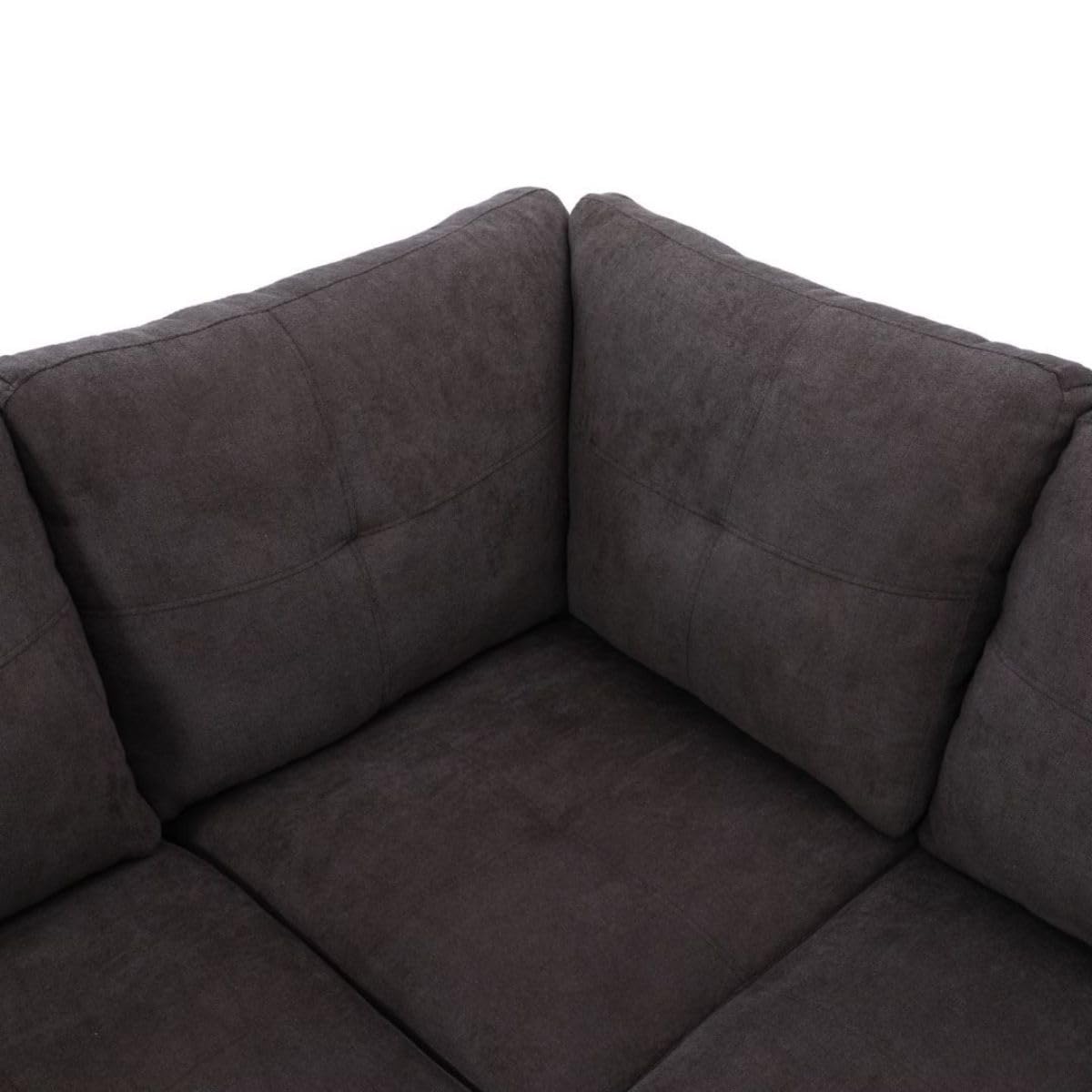 UOCFYK Dark Brown L-Shaped 3-Piece Flannel Sofa with Storage Ottoman Set, Sectional Couch Sofa Set for Living Room, Office, Small Space