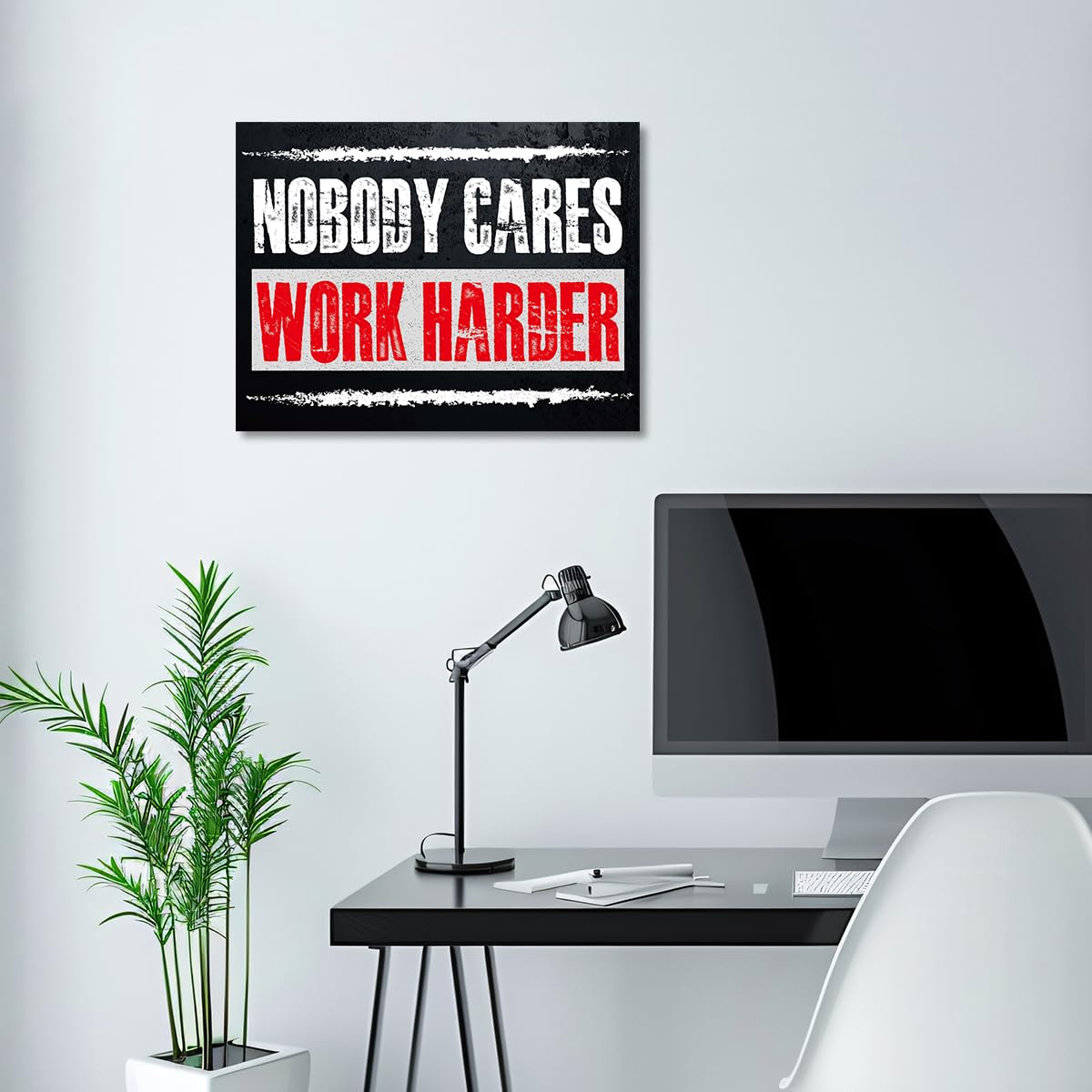 Gwisml Nobody Cares Work Harder Inspirational Canvas Wall Art,Motivational Quotes Canvas Frame Painting Prints Posters Artwork For Home Office Wall Decor