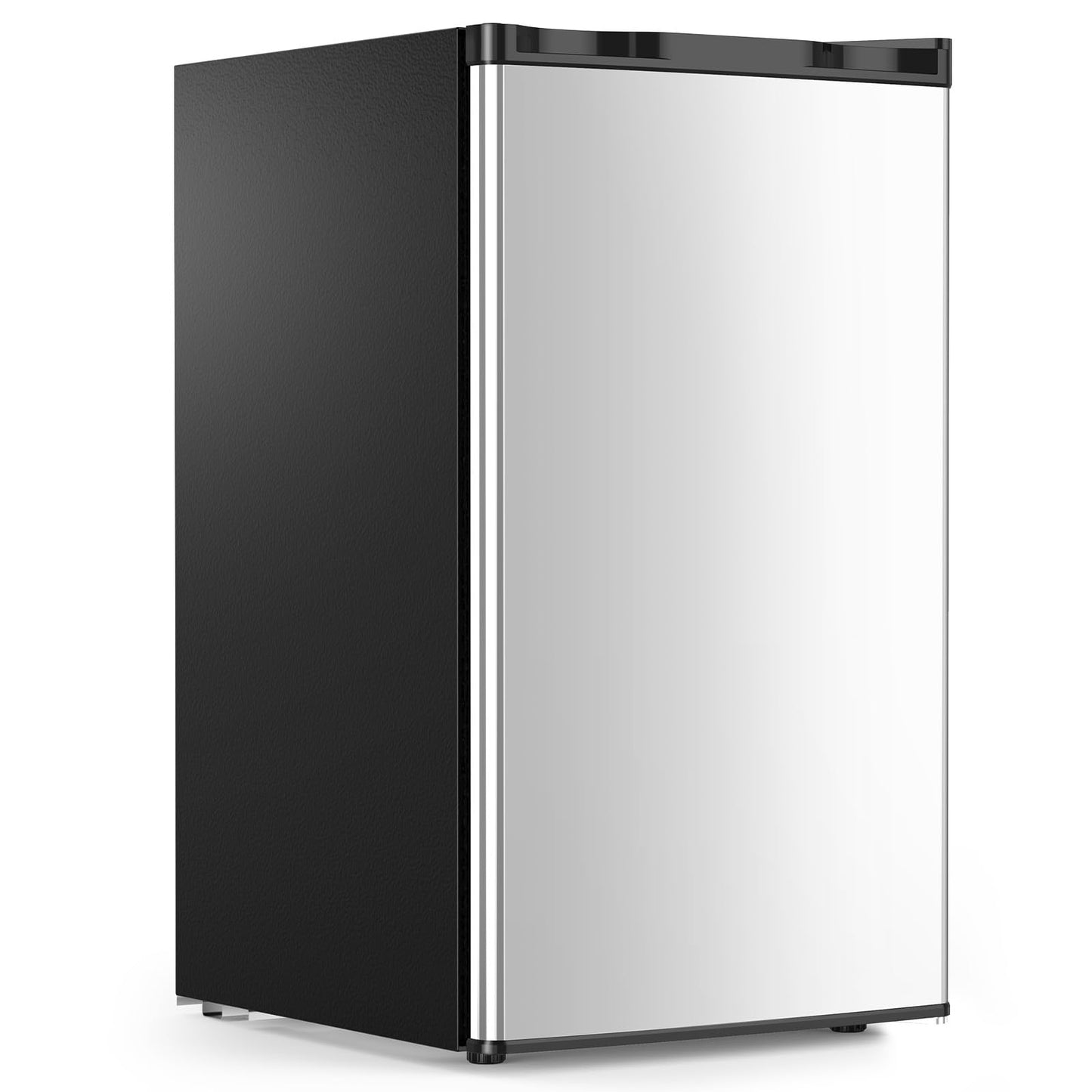 COWSAR 3.2 Cu.Ft Dorm Fridge with Freezer, Single Reversible Door Compact Refrigerator, Adjustable Thermostat, 2 Removable Shelves, Commercial Drink Fridge for Bedroom, Office, Kitchen, Dorm, Silver