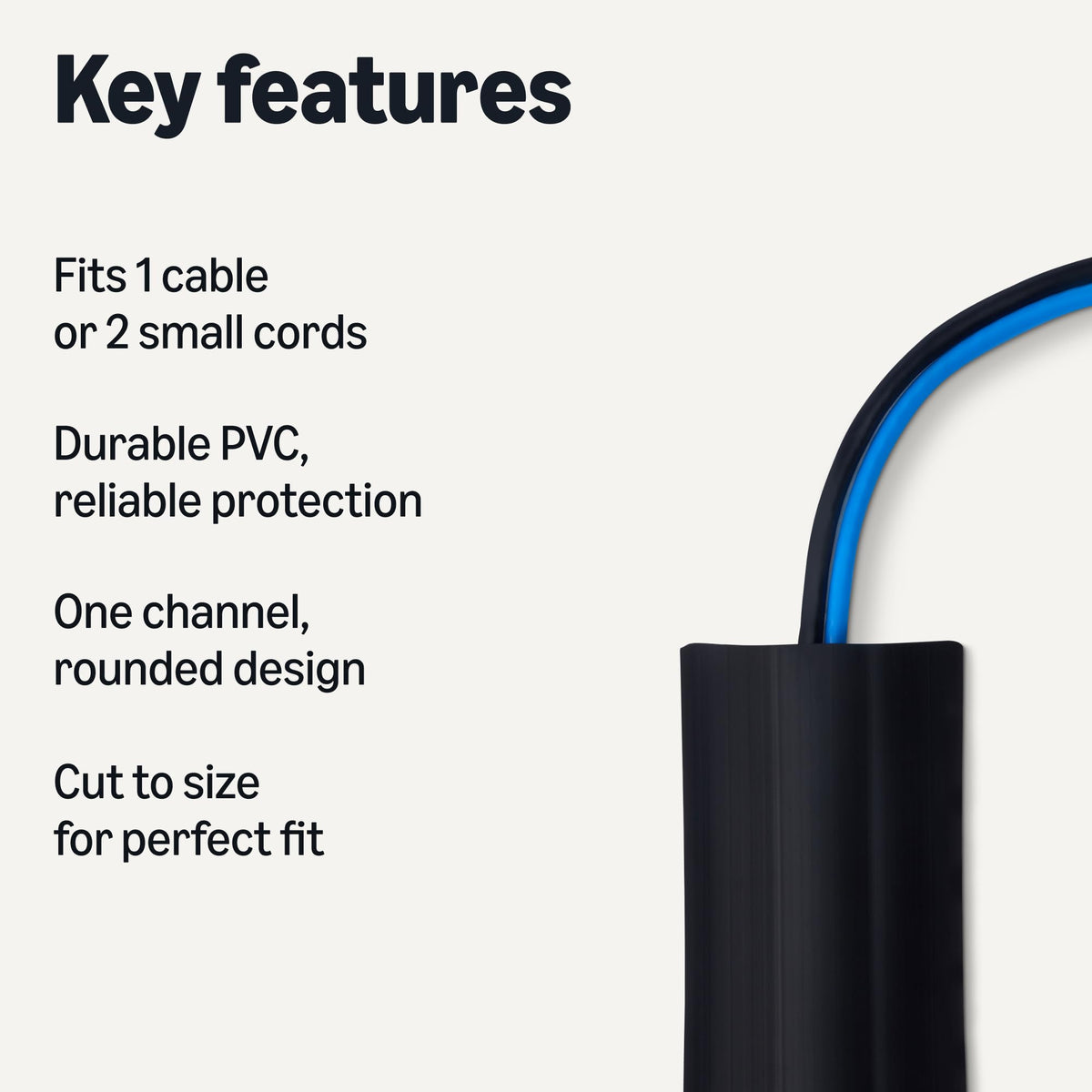 Amazon Basics Floor Cord Cover, 6ft Length, 2.6" Diameter, Cable Protector, Black