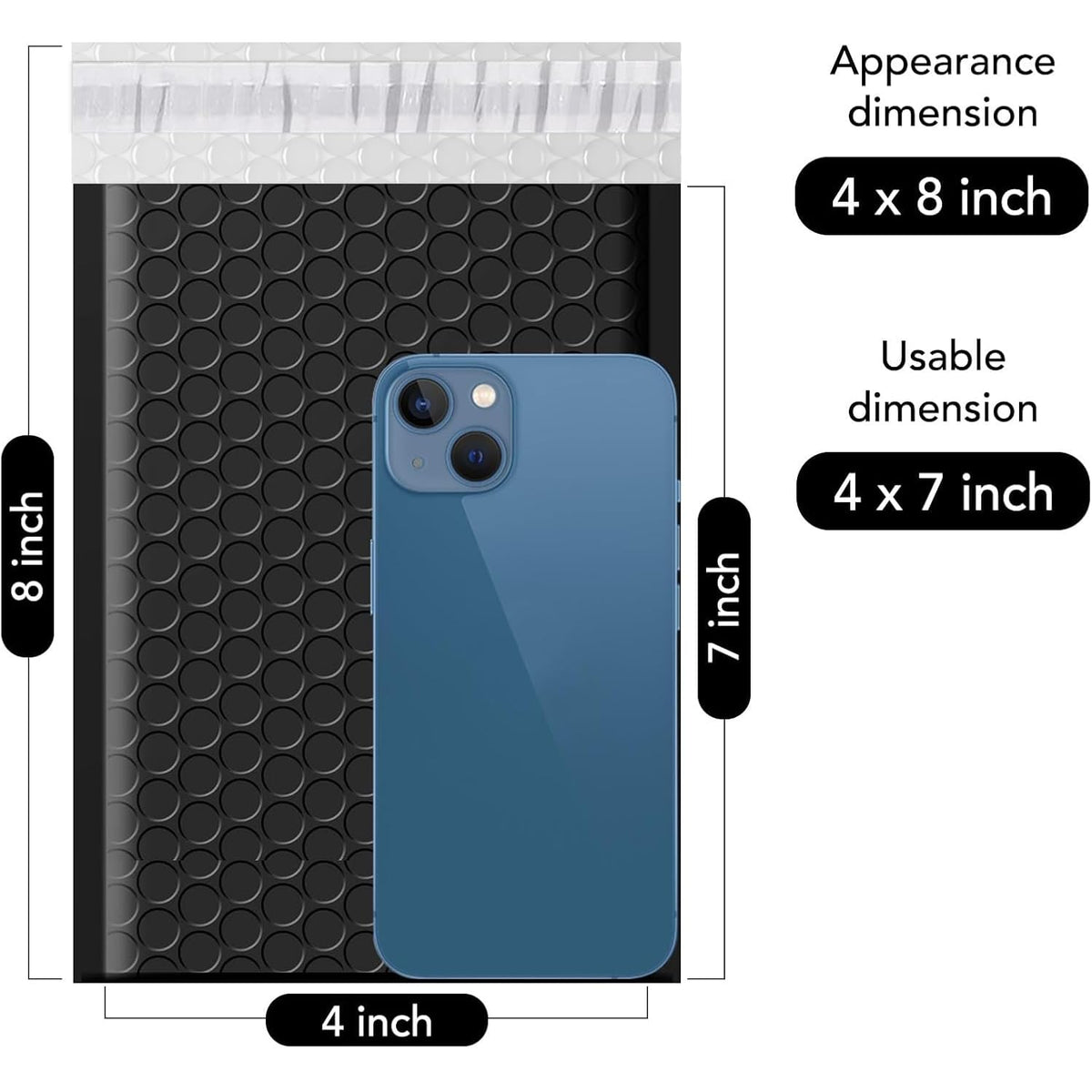 Fuxury 4x8 Bubble Mailer 260 Pack Black Padded Envelopes for Mailing Small Bubble Mailers Usable Size 4x7" Bubble Envelopes Self-SealPadded Mailers for Small Business Shipping Bulk#000