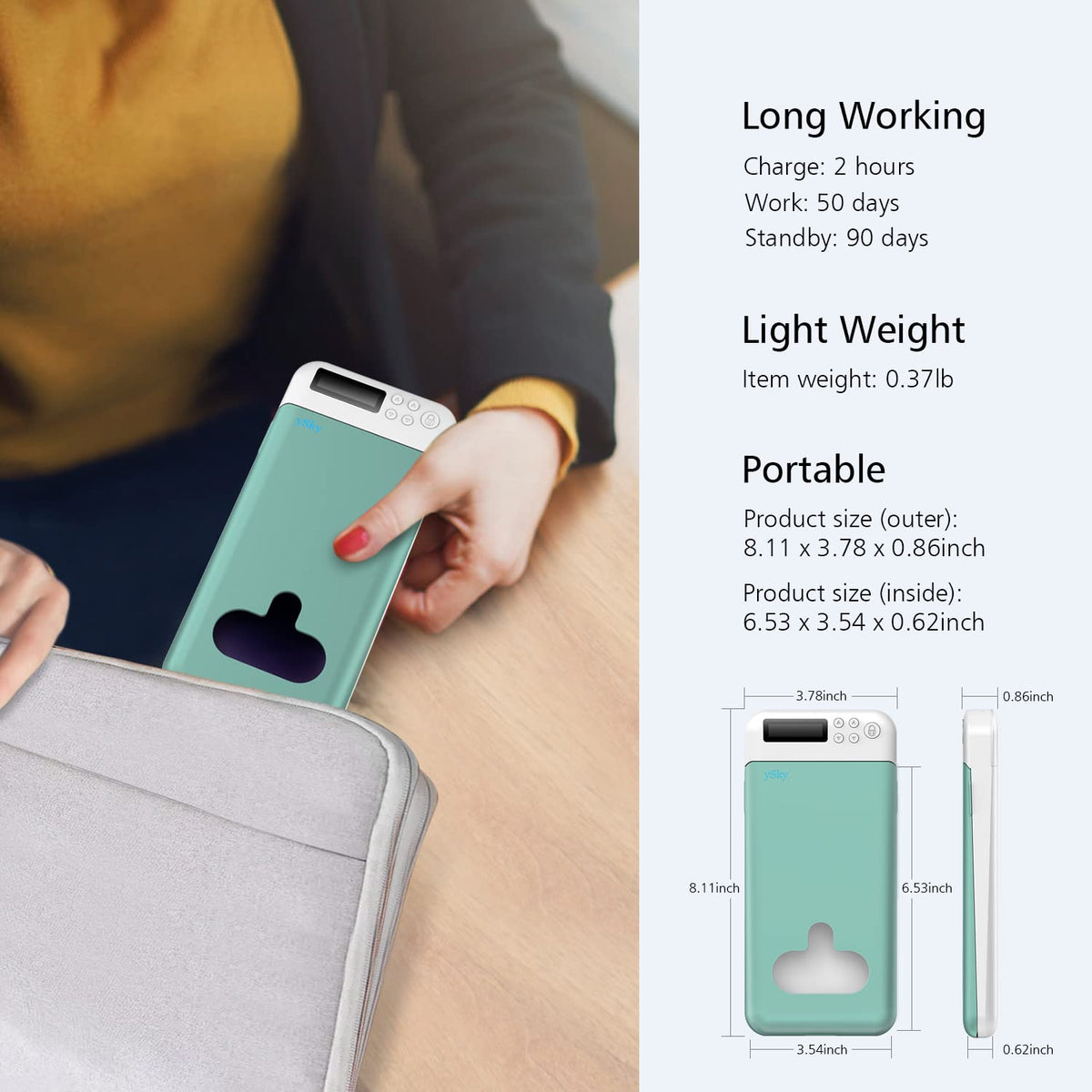 ySky Timed Lock Box, Portable Phone Locker with Self-Control Timer for iPhone, Android, Helping Kids, Students, Adults Focus Back, Mobile Phone Addiction Control (Green)