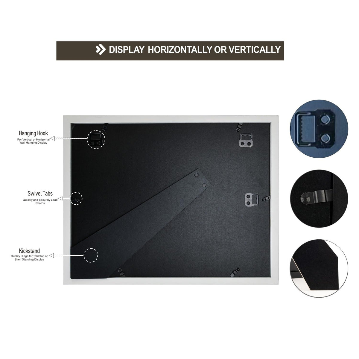 UMICAL 4x6 5-Opening Picture Frame with Shatter-Resistant Glass & White Wood 4x6 Collage Photo Frames for 4x6 Brushed Modern Black 5-Open Frame Made for Tabletop Stand and Wall Mounting