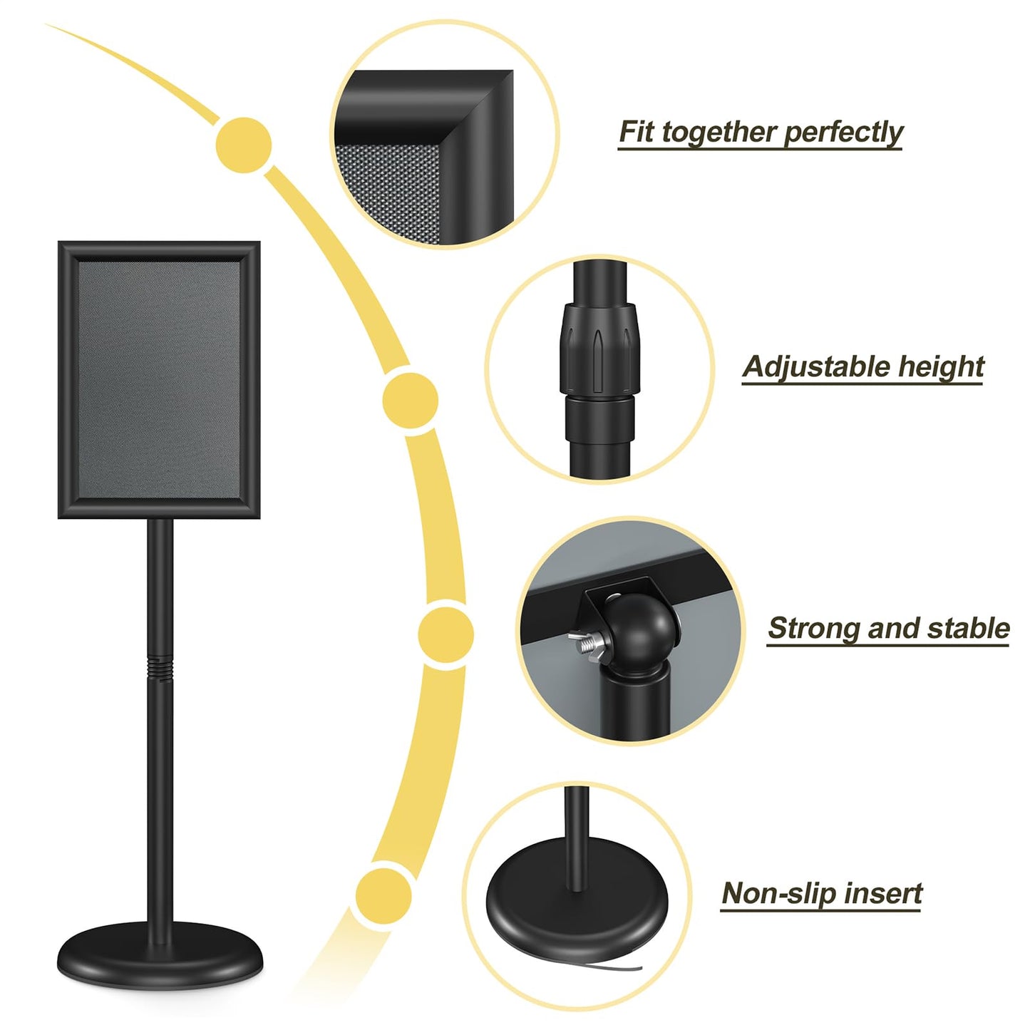 Relx Sign Holder Stand 8.5x11 inch - Adjustable Floor Standing Sign Holder - Signage Stand with Snap-Open Frame Display for Malls,Schools,Restaurants