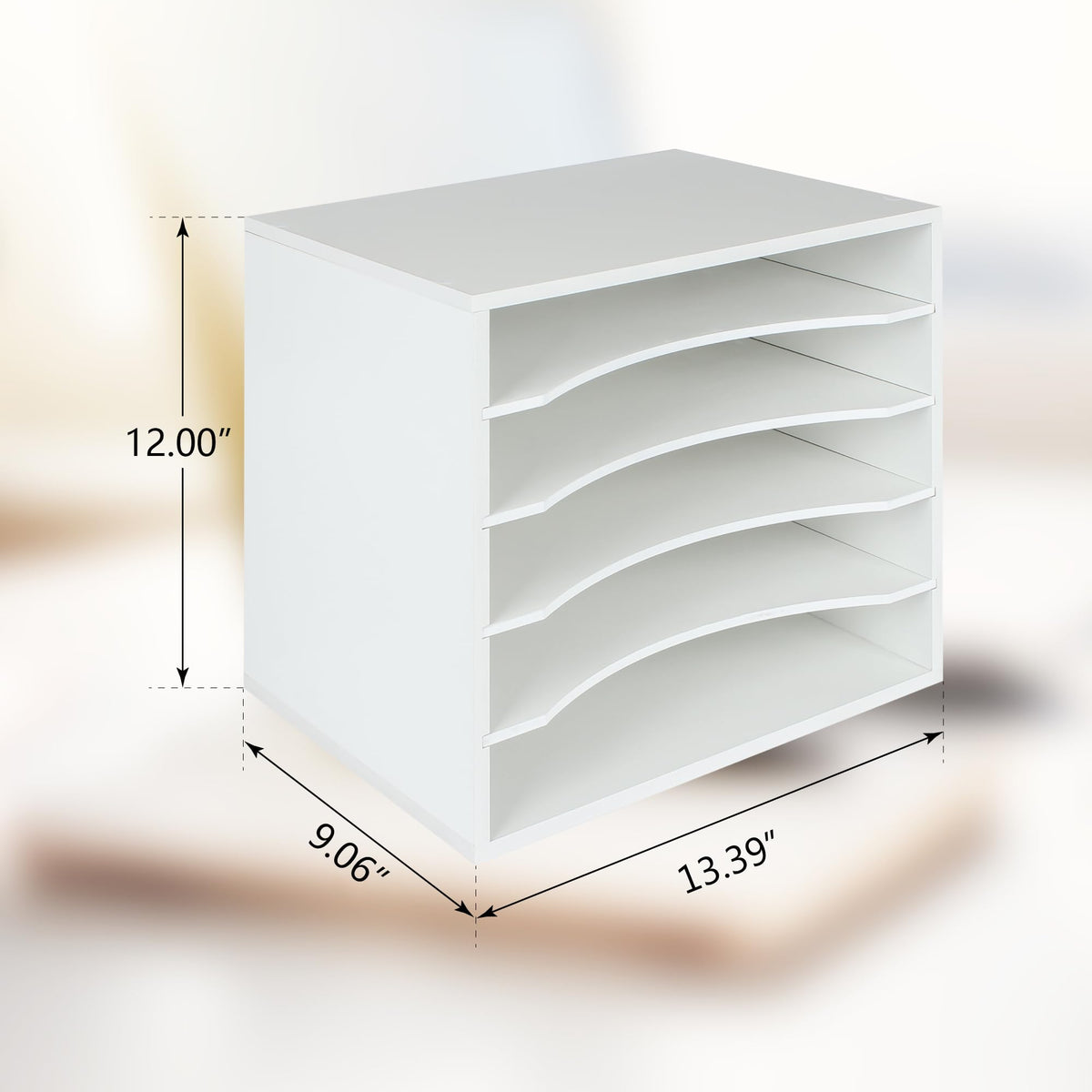 EMERIT Paper Organzier Wood Desktop Organizer Storage Letter Tray File Sorter with Adjustable Shelves for Home Office