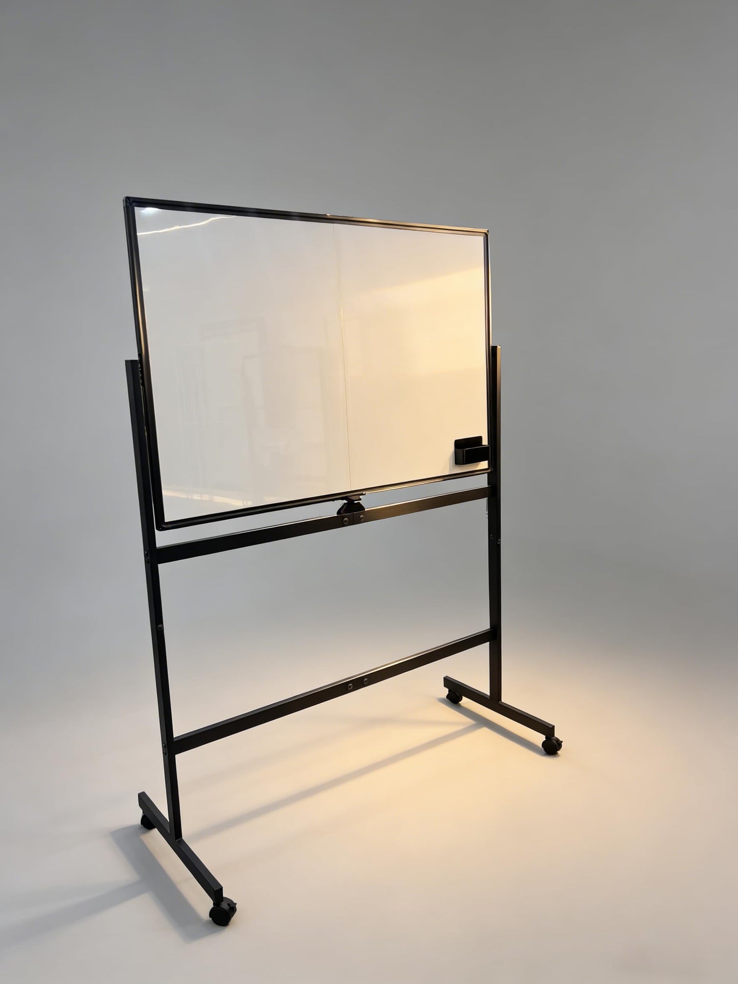 Whiteboard on Wheels, 48" x 32" Double-Sided Mobile White Board with Stand, 4' x 2.6' Portable Standing Dry Erase Board Easel with Lockable Wheels for Home Office Classroom School, Black