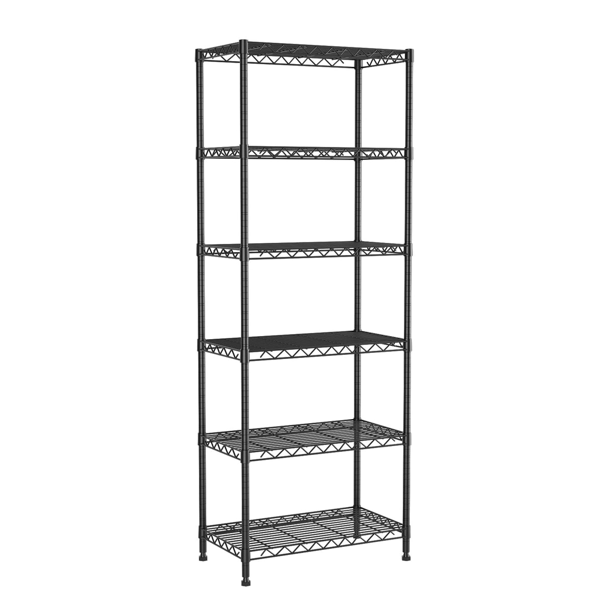 VANZBON 6-Tier Wire Rack Shelving,21.3" Wx11.4 Dx73 H,Metal Shelf On Lockable Wheels,Height Adjustable Wire Storage Shelves for Narrow Space/Kitchen/Pantry/Laundry/Office/Closet/Black
