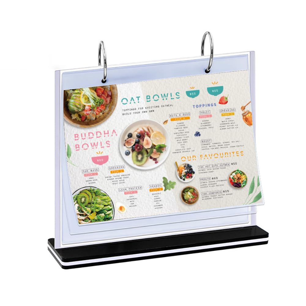 HENGSENLI A5 multi-page flip display card label display stand detachable label business menu holder,T-shaped double sided