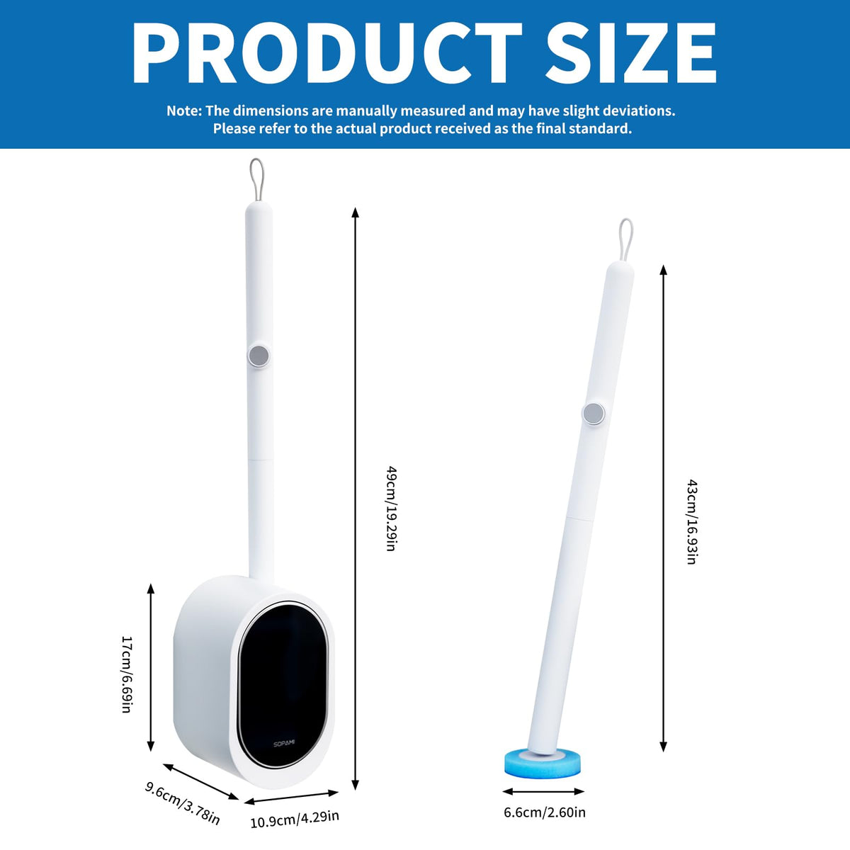 SOPAMI Disposable Toilet Cleaning System - Toilet Wand Kit with 16 High-Performance Refills, Wall Mounted Toilet Brush and Holder for Deep Cleaning Bathroom