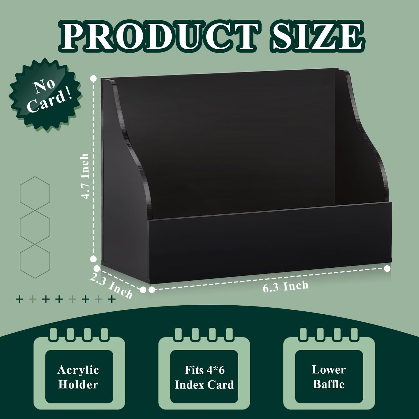 SHIQIKEJIPTY 2PCS Acrylic Index Card Holder 4x6 Black Note Card Organizer Box Card Display Stand Business Card Organizer Box Postcard Display Rack for Desk Office Classroom 4.7*2.3*6.3 Inch(No Card)
