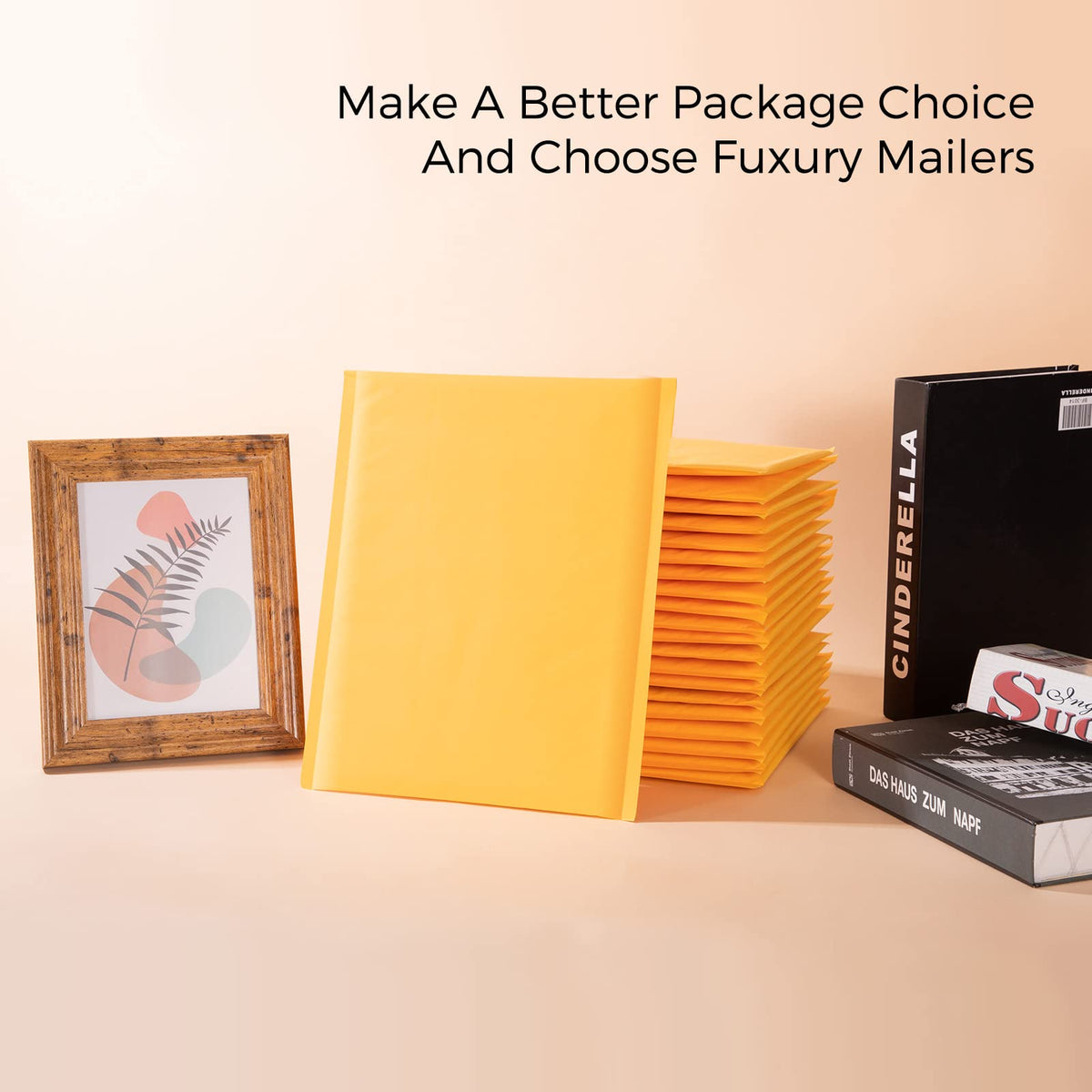 Fuxury Kraft Bubble Mailers 8.5x12 Inch 25 Pack, Strong Adhesion Padded Envelopes #2,Self Seal Bubble Envelopes, Padded Mailers,Book Mailer Packaging for Small Business,Yellow