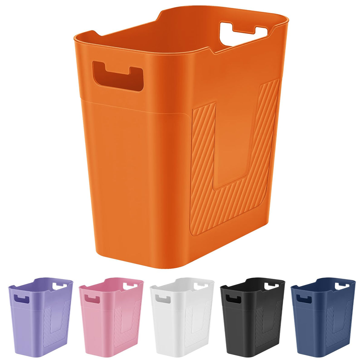 ASFUSS Small Orange Trash Can Wastebasket, 2.9 Gallon Plastic Garbage Can Waste Basket for Narrow Spaces Bathrooms Laundry Room Kitchens Offices Kids Rooms (Orange)