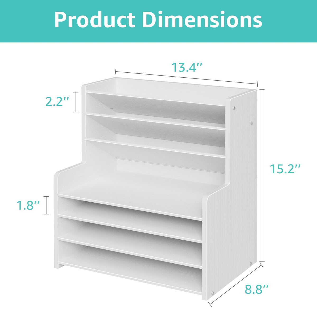 7 Tier White Desk Organizer for Office Organization, Wood Paper Organizer for Desk, Vertical Desktop File Folder Holder & Letter Tray, Aesthetic School Storage Orgnizer Shlef