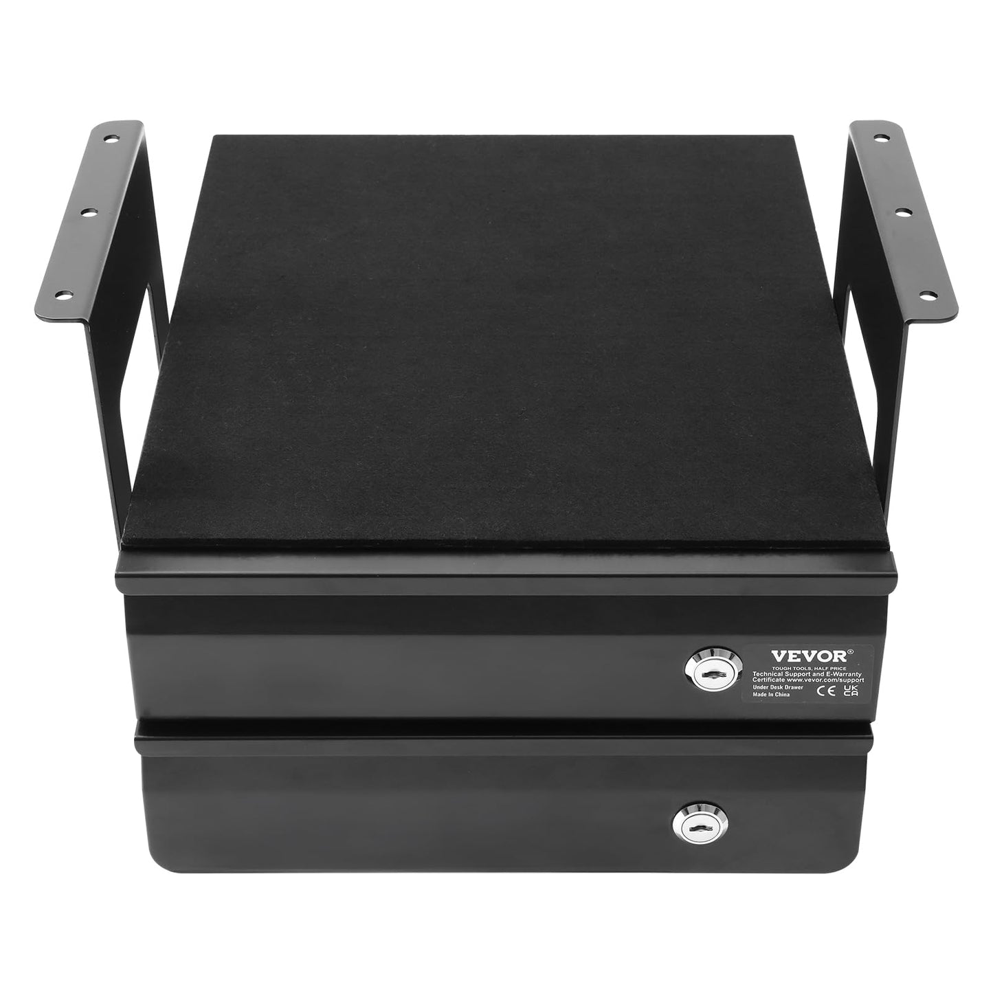 VEVOR Under Desk Double Stacked Lockable Slide Out Drawer, 13 inch Lockable Under Table Pull-out Drawer Attachment for Sit Stand Workstation, Secure Under Desk Storage Organizer, Black
